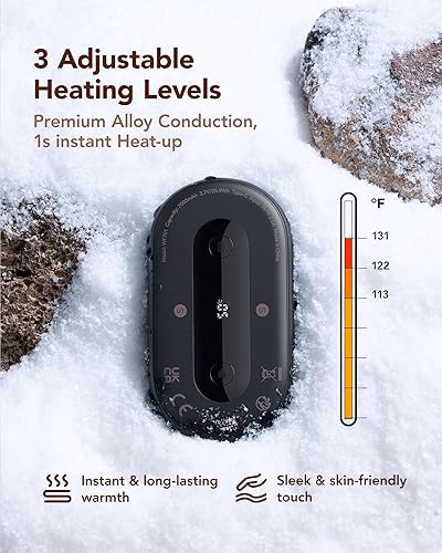 Miniatura 3 de Calentadores de manos recargables, paquete de 2 unidades, calentador de manos de aleación magnética de 7000 mAh, reutilizable, calentamiento