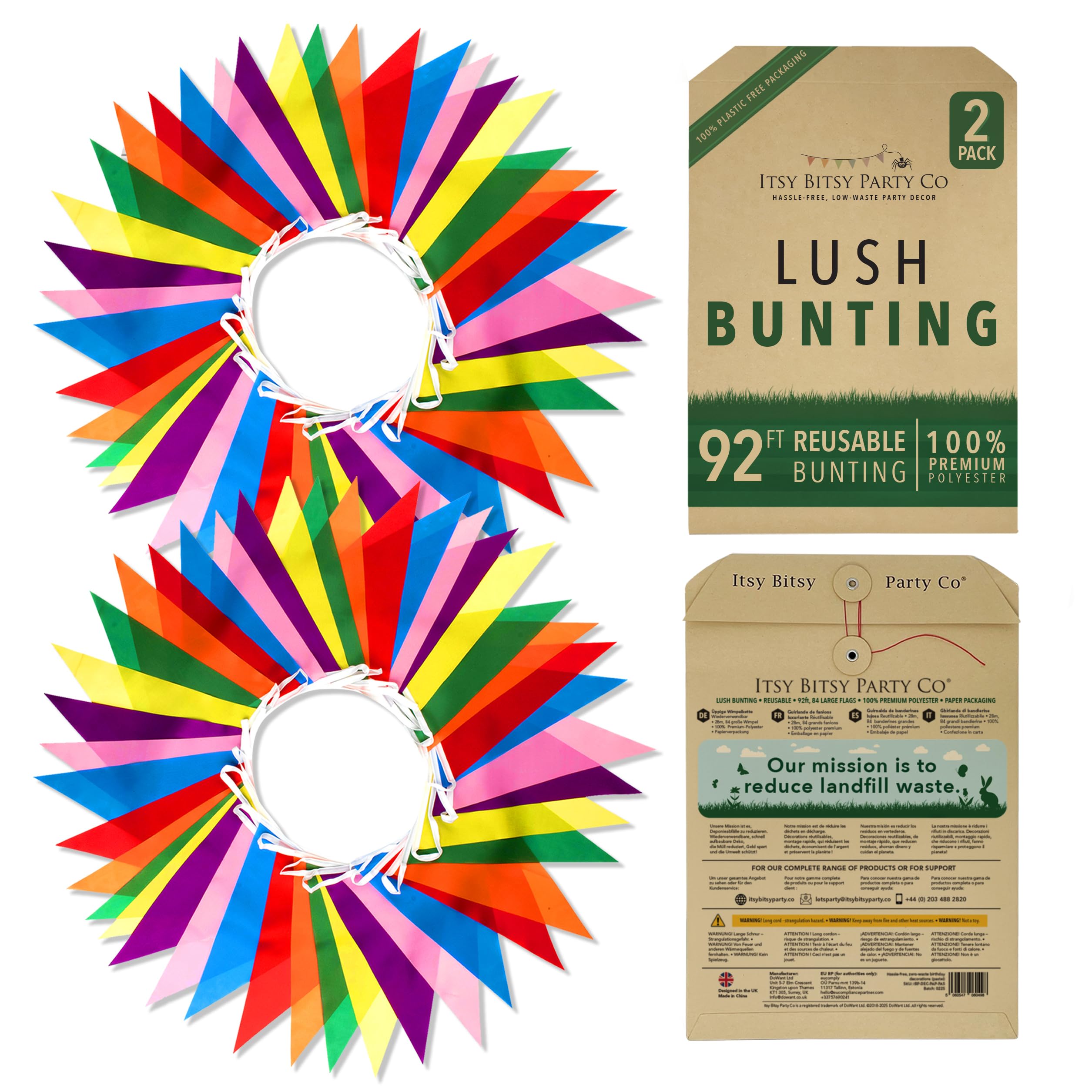 Non Fade PVC Plastic Bunting Banner | Reusable 50-Metre Outdoor ...
