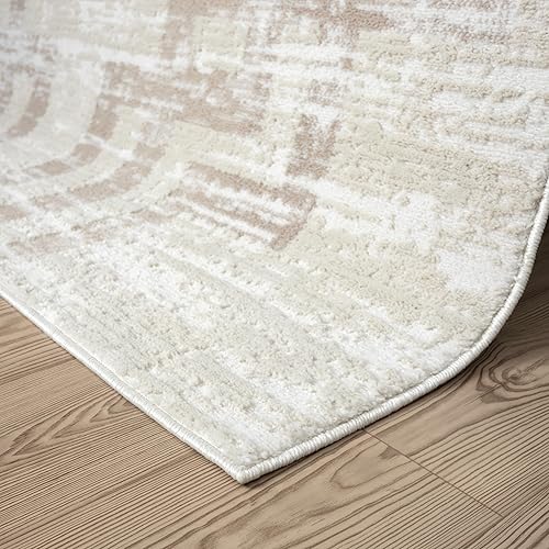 Miniatura 8 de Abani Alfombra color crema para sala de estar, dormitorio, patrón Art Deco, 2 x 3 pies, duradera y fácil de limpiar