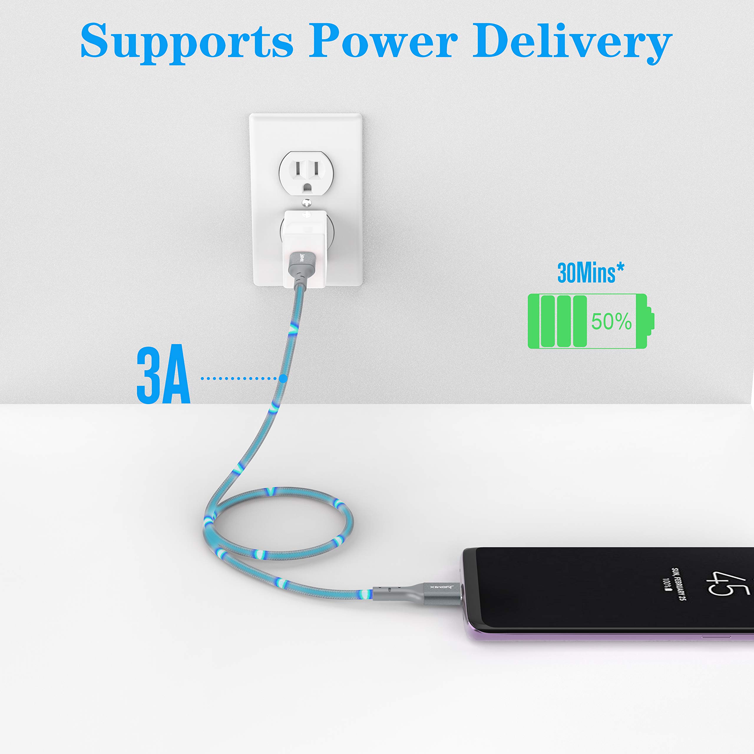 USB Type C to USB C Cable 2.0 (6ft) 20V/3A 2 Pack Fast Charger Cord (Silver, 6ft) 3