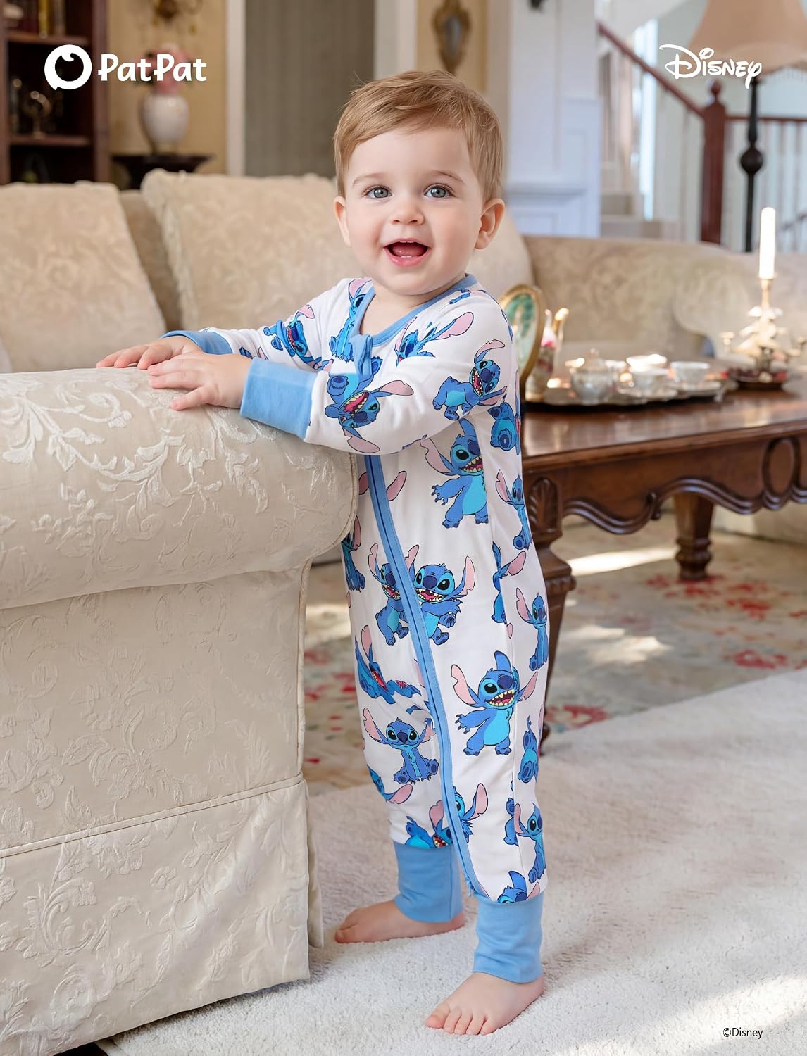 Disney Baby Viscose Made from Bamboo 2-Way Zipper Footie Outfit NB to Inf image 2