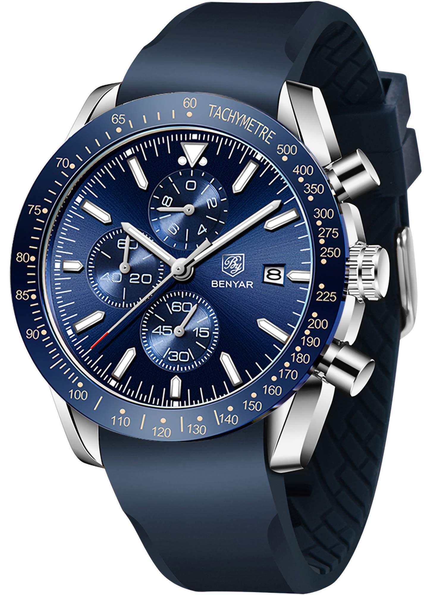Fashion Mens Quartz Chronograph Waterproof Silicone Watches Business Casual Sport Design Wrist Watch for Men Perfect for Father Son Black Blue Rose Gold (Black), Black, Chronograph (B0822V3XBT) Amazon Price History, Amazon Price Tracker