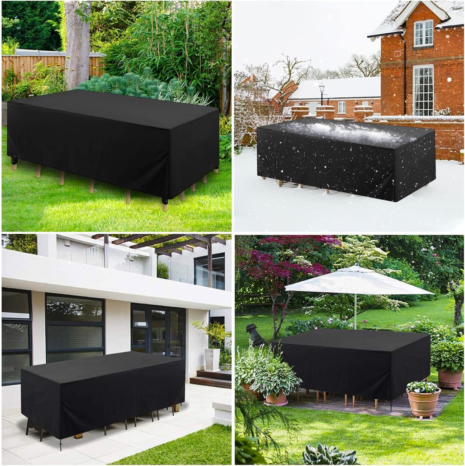 Copertura per Mobili da Giardino - Copertura Tavolo Esterno Impermeabile 210D Oxford - Antivento Anti-UV - Telo Protettivo Resistente per Tavoli e Sedie da Esterno (213x132x74 cm)