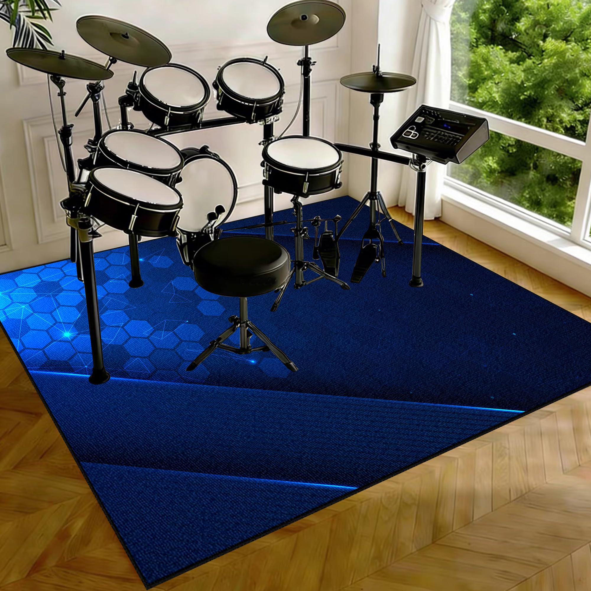 Dywan perkusyjny, antypoślizgowy, dźwiękoszczelny, mata do użytku wewnątrz i na zewnątrz, elektroniczny zestaw perkusyjny jazzowy, do bębna basowego, werbla, izolacja akustyczna, mata wygłuszająca
