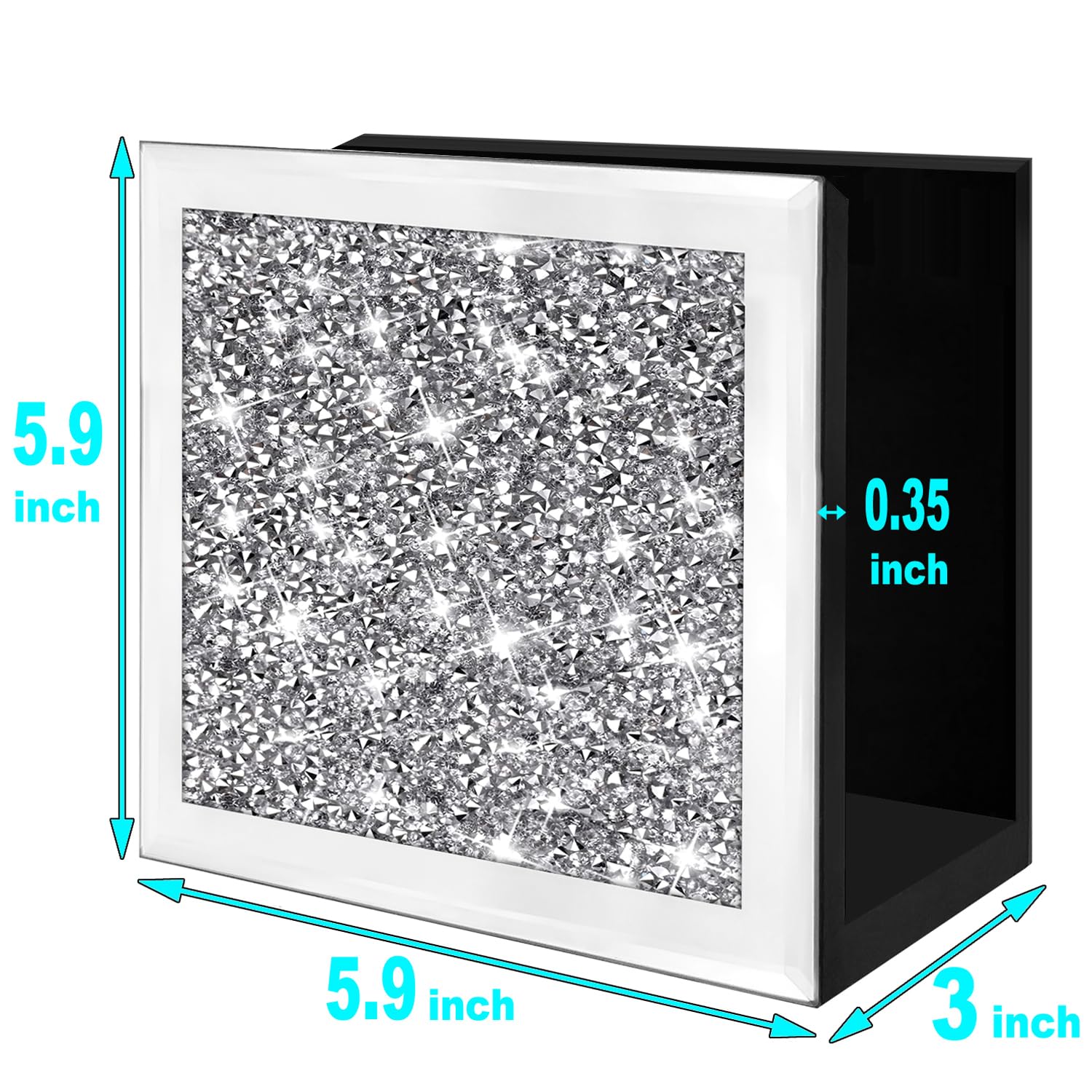 Porte-serviettes En Cristal Diamant écrasé Miroir - Support Vertical Pour Table De Salle à Manger Ou Cuisine, 16,7x7,6x13,5 Cm - 3
