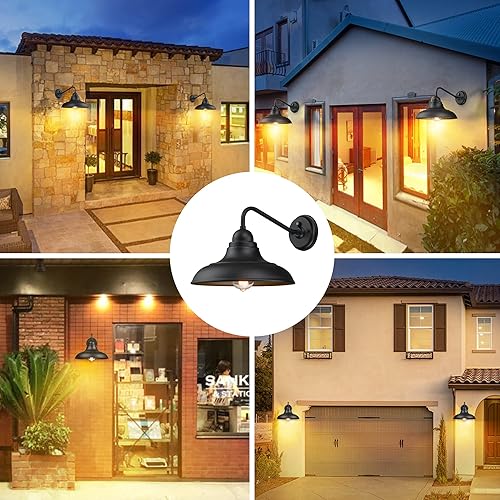 Miniatura 5 de PTRWOROA Apliques de pared para exteriores de 12 pulgadas, del anochecer al amanecer, luz de granero, luces de pared al aire libre, accesorio de