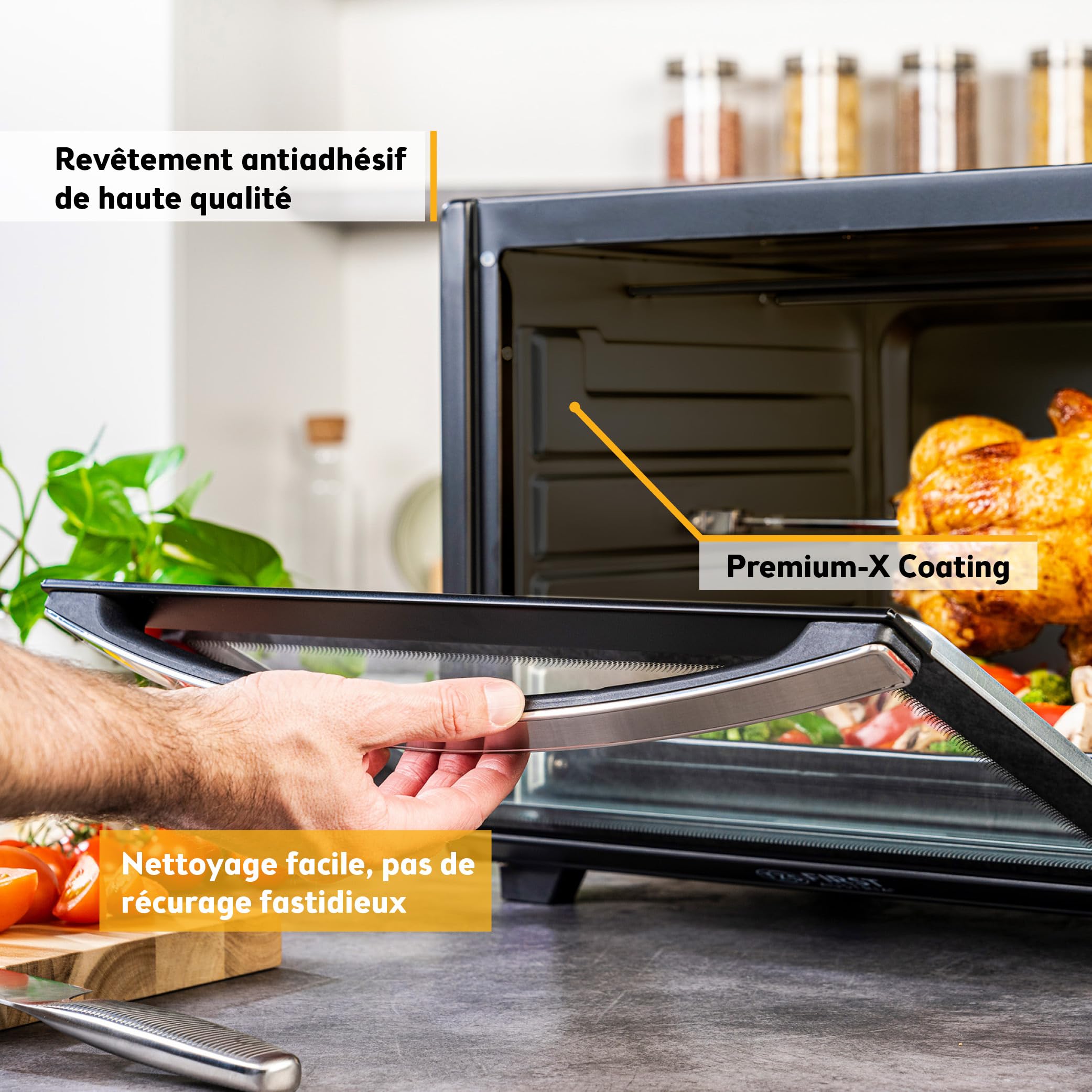 TZS First Austria – Mini-Four 45L 2000W digital – Revêtement Premium-X, Température jusqu'à 230°C & 4 Niveaux – Minuteur 180 Min & 8 Modes – Inclus Tournebroche – Pour Petites Cuisines & Camping