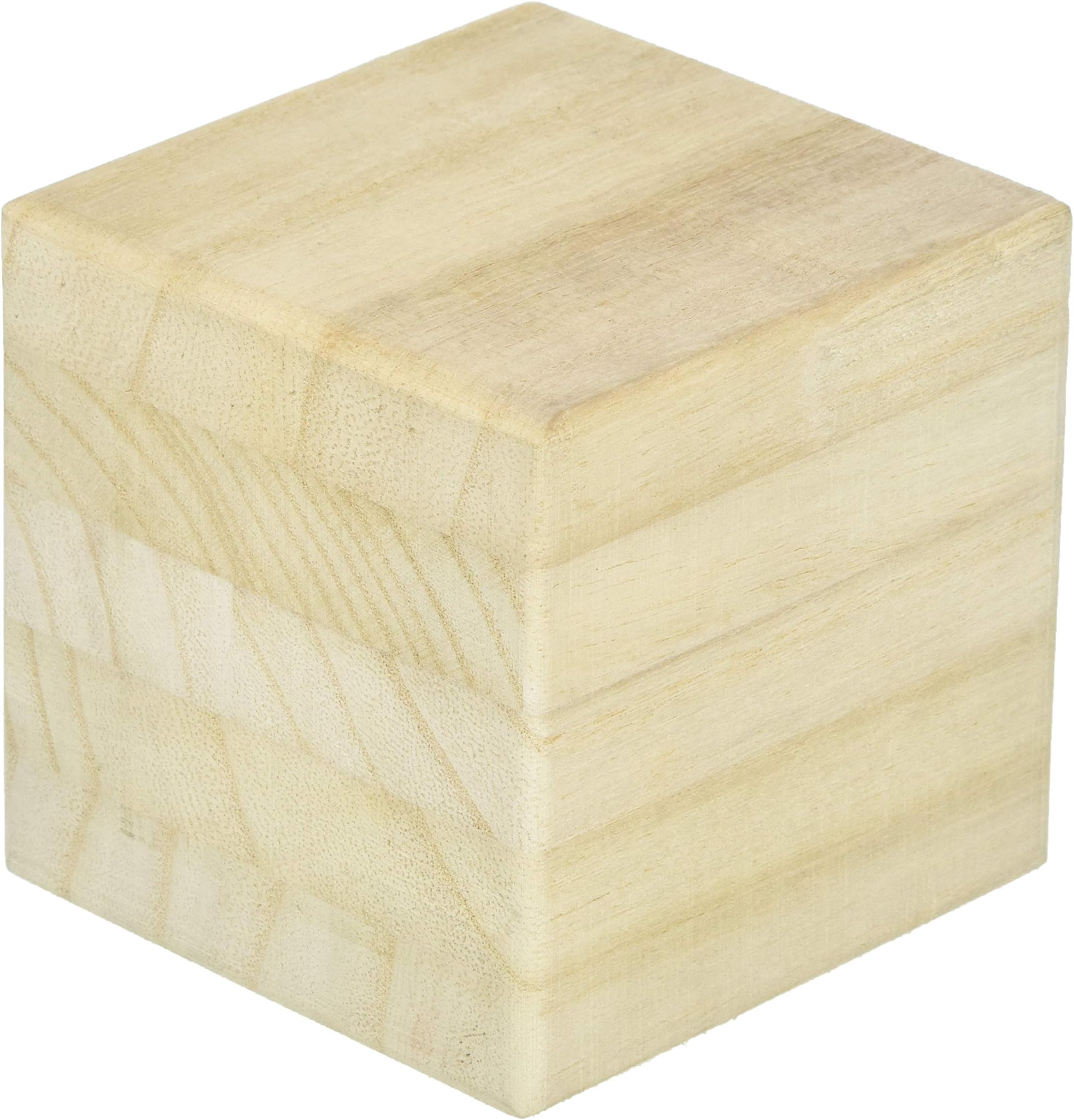 3.5 Inch Solid Wood Block Cube - 1 Block
