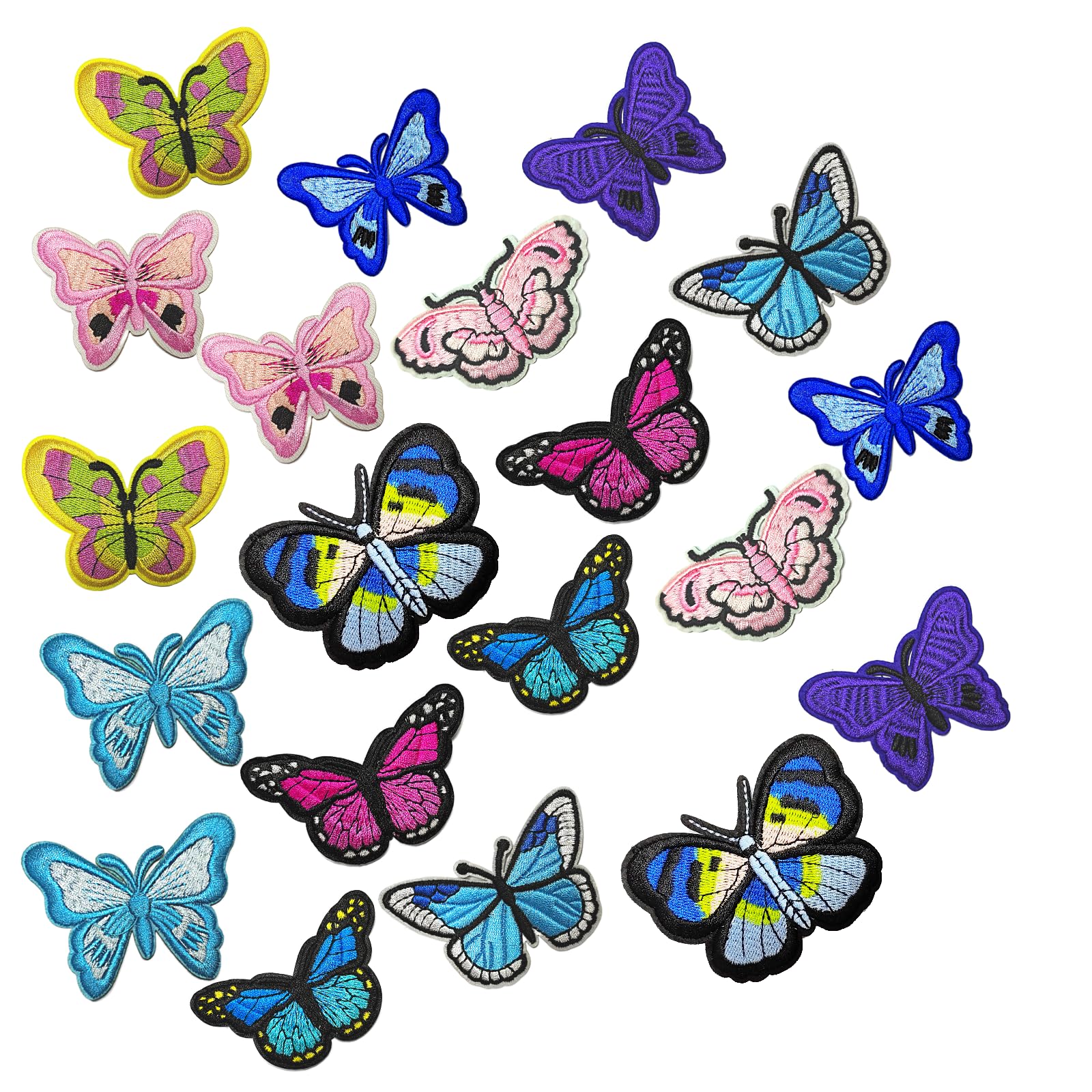 FasheenButterfly Iron On Patches for Clothes,20 Pcs Big Butterfly Patch Sew On, Fasheen Butterfly Patches,Embroidered Butterfly Appliques for Girls/Teens,Cute Patches for Backpacks/Jacket/Jean