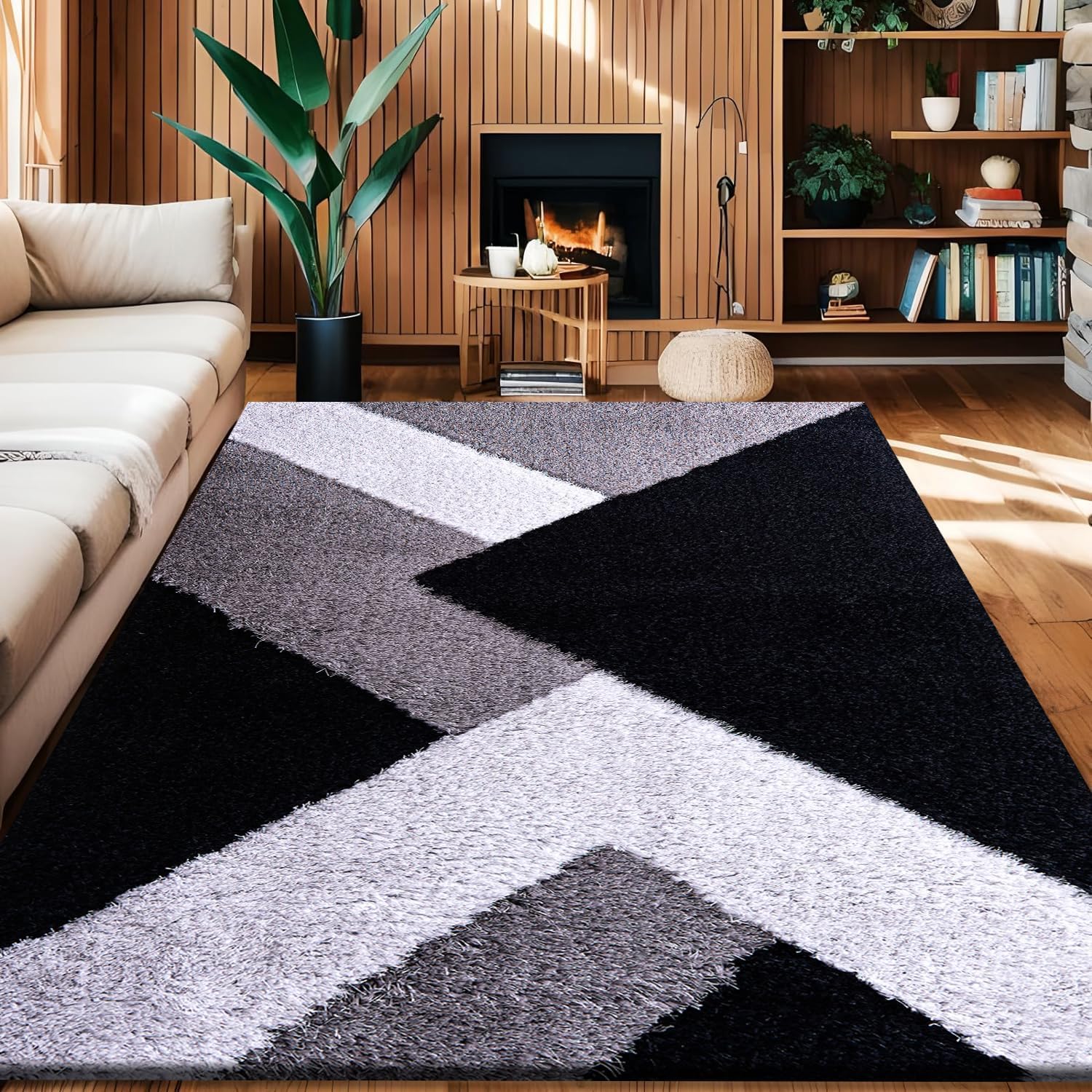 Rugs Inn Nova Doormat - Shaggy Soft Pile Indoor Mat, Warm and Dense Thick, Non-Shed Heavy Weight Modern Floor Mat for Kitchen, Hall, Bedroom, and Living Room (Grey Silver White, 60x110 cm) — image 1