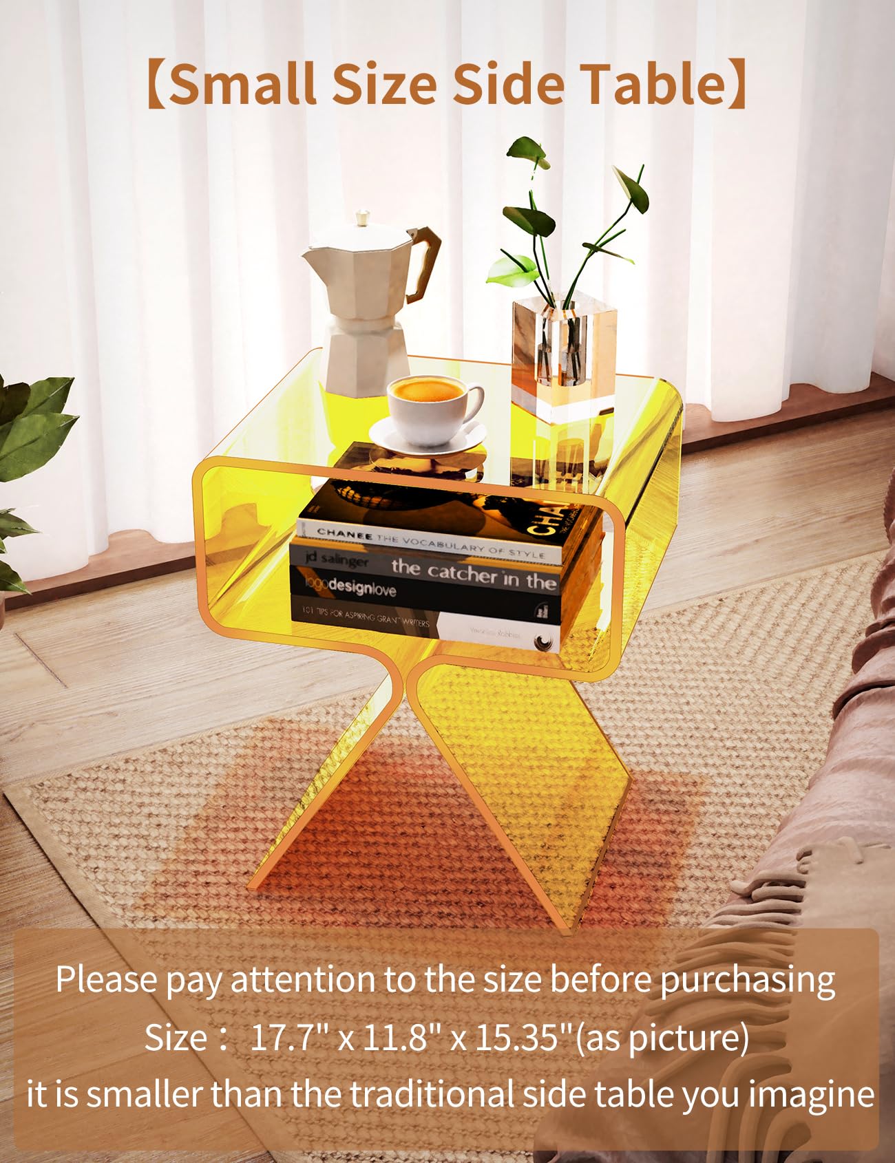 solaround Tavolino da Salotto in Acrilico, Tavolino da comodino, Tavolino per Soggiorno (Giallo)