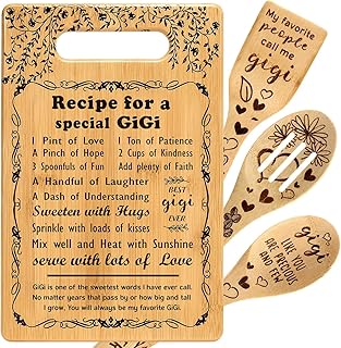 GiGi Gifts from Grandchildren GiGi Gifts for Grandma Great Grandma Gifts Best Grandma Ever Presents Birthday Christmas Gifts for Gigi Mimi Nana Grandmother Kitchen Gifts Cutting Board Set