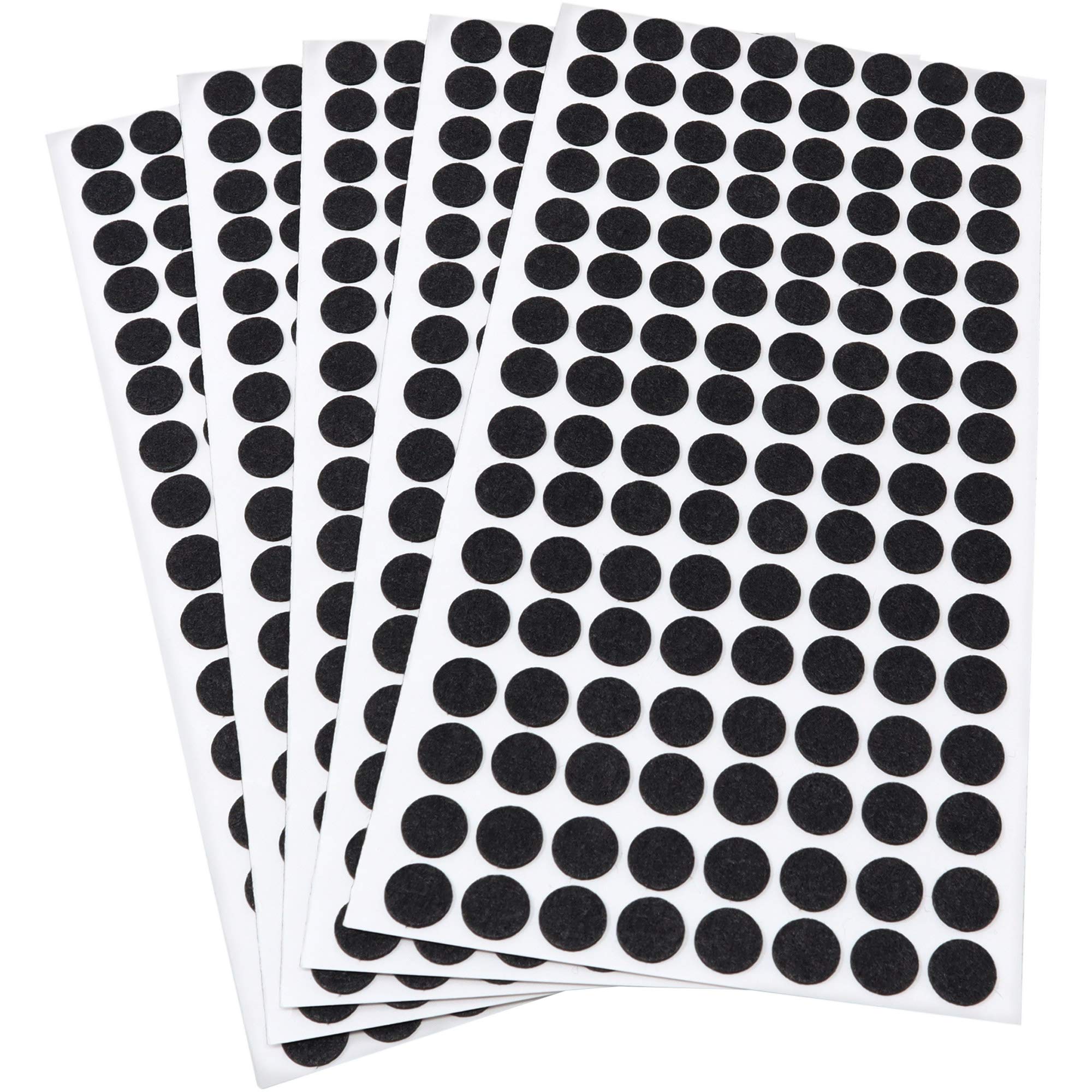 Adsamm® / 640 x self-stick felt pads / Ø 0.47'' (Ø 12 mm) / black / round / self-adhesive furniture glides with felt thickness of 0.059'' / 1.5 mm
