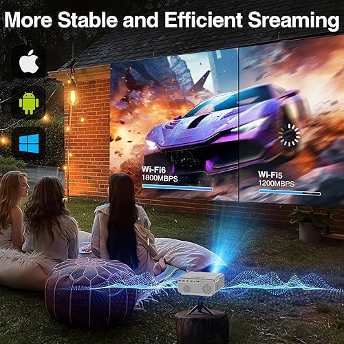 Miniatura 3 de Enfoque automáticosoporte 4K Proyector con WiFi y Bluetooth, 700ANSI Native 1080P Proyector de película al aire libre con enfoque automático4P6D