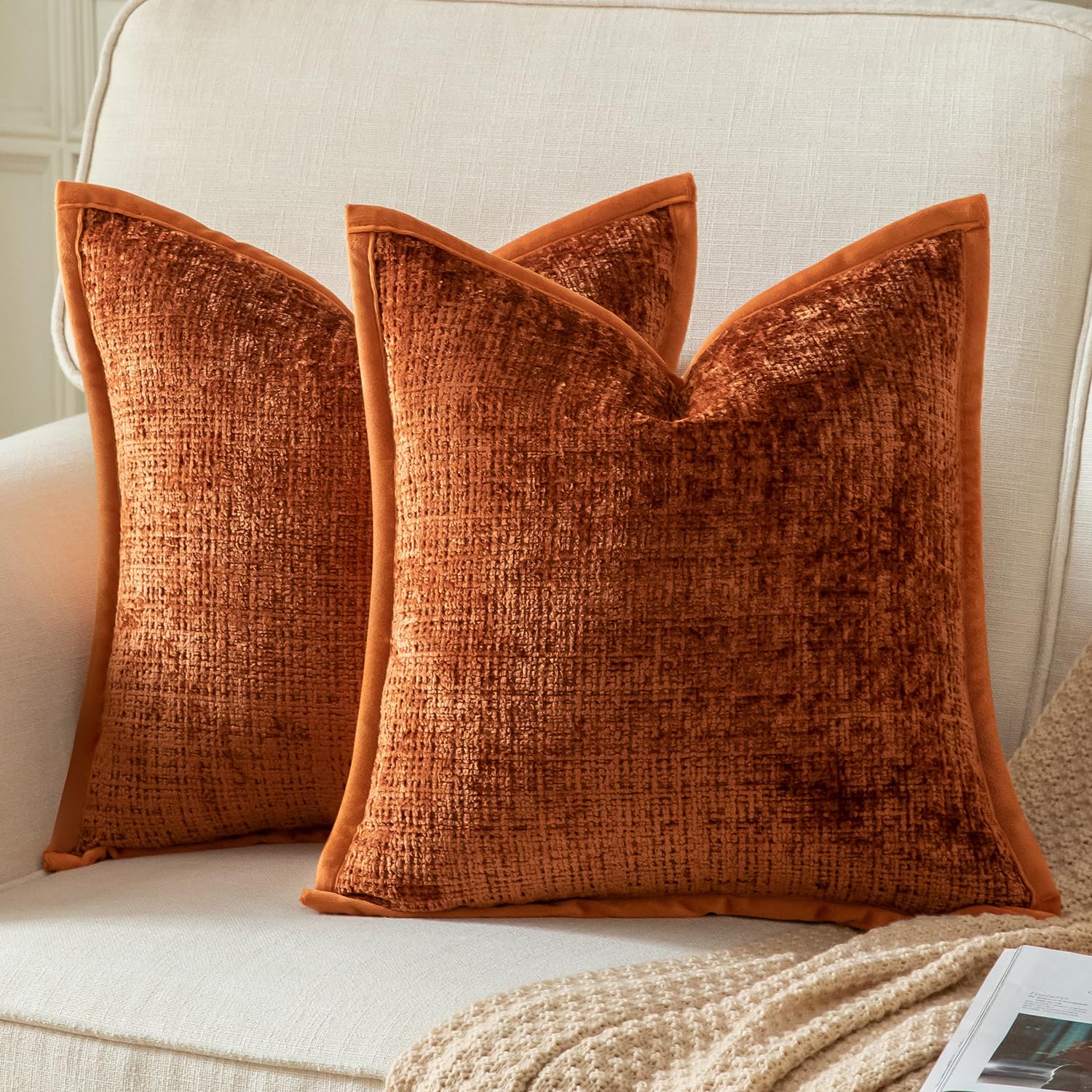 Housses de coussin de salon texturées velours haut de gamme