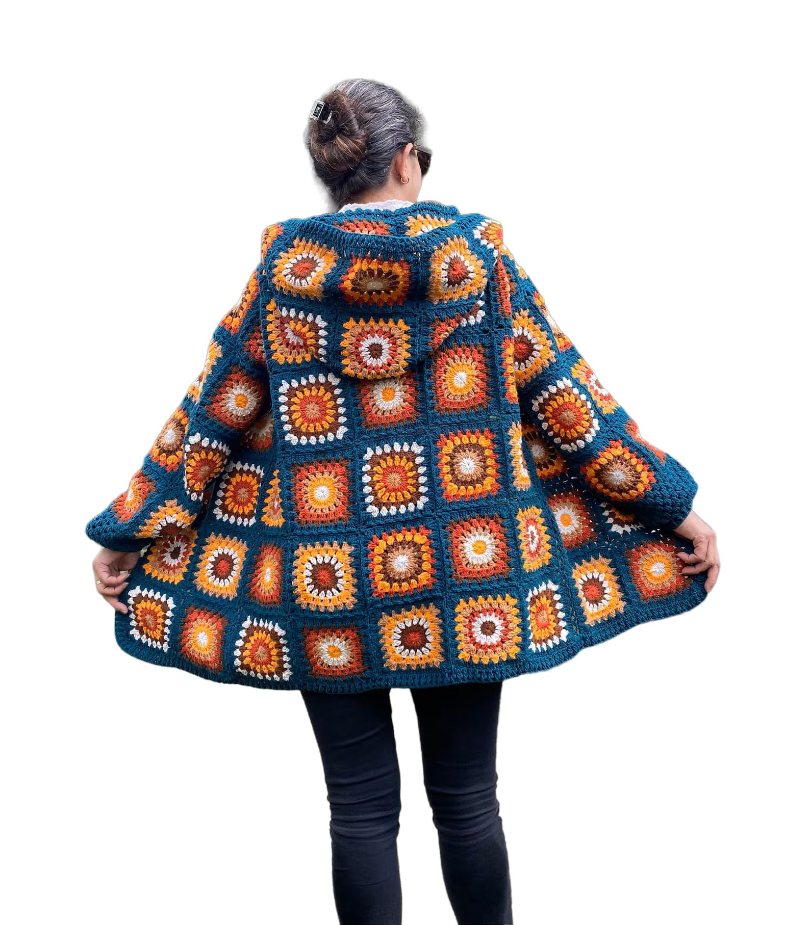 Crochet Cardigan Woman Sweater Womens Coat Winter Chunky Knit Cardigan Afghan Pattern Boho Style Design