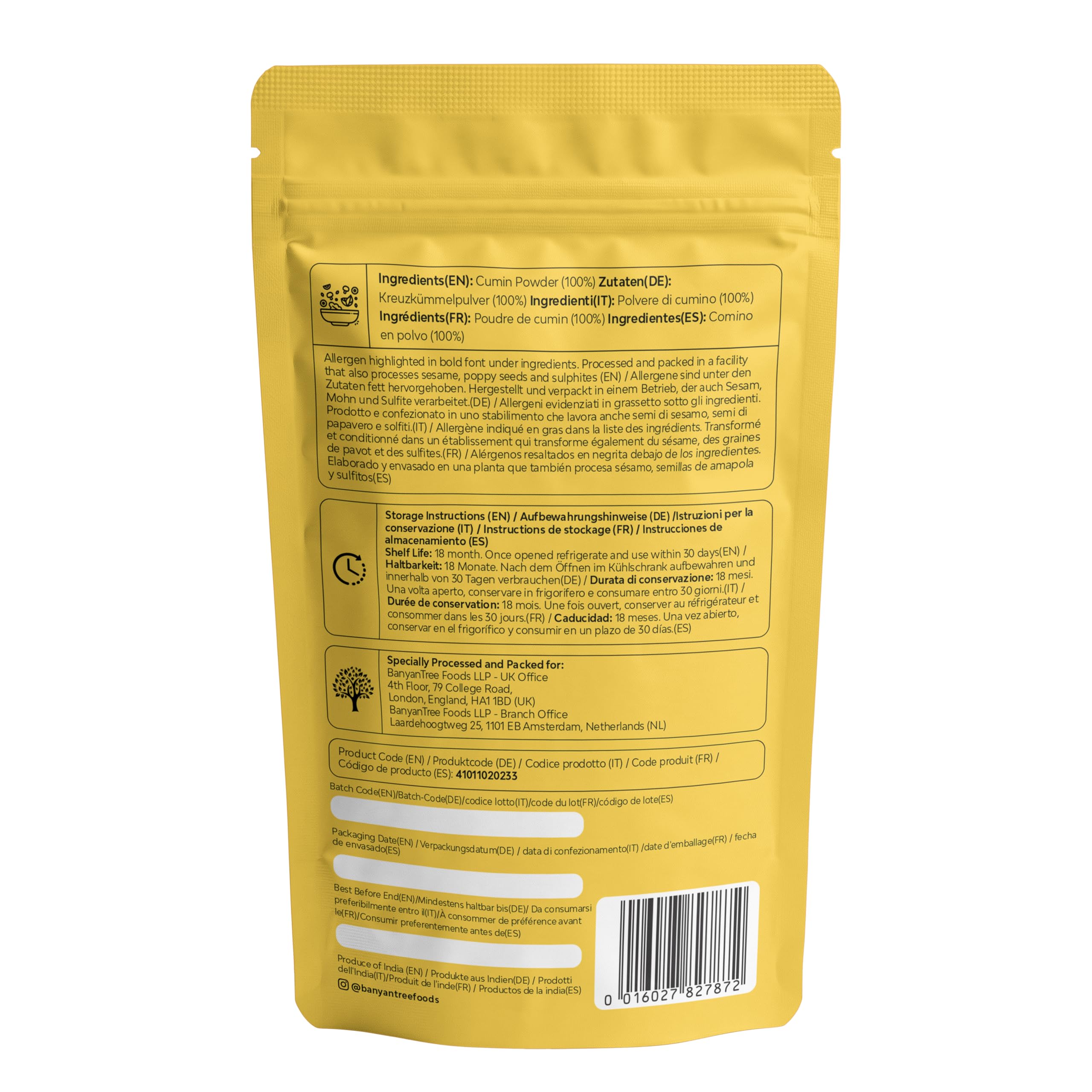 BanyanTree Foods comino en polvo | Cumin Powder 200g