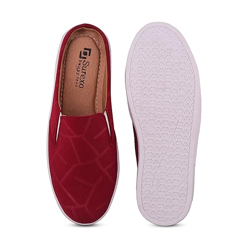 Surexo Women's Ballet Flat Mules Bellies - Cherry