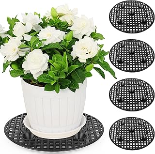 4 Pcs Big Plant Level Pot Elevator 11.8 inch Heavy Duty Plant Stands, Plastic Plant Pot Saucer indoor Outdoor Use for Gard...