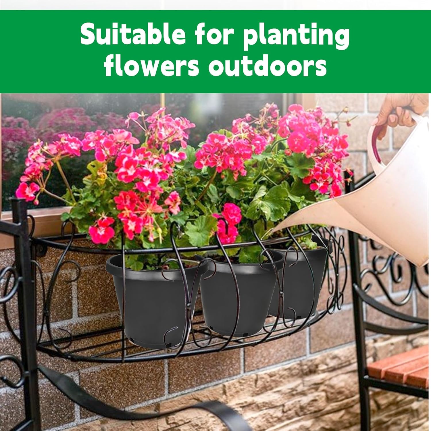 10 Pack 15 Gallon Black Plastic Garden Planter Pots Flower Seedling Container for Indoor Outdoor Plants Seedlings Flowers Vegetables Seedling Cuttings Succulents Transplanting
