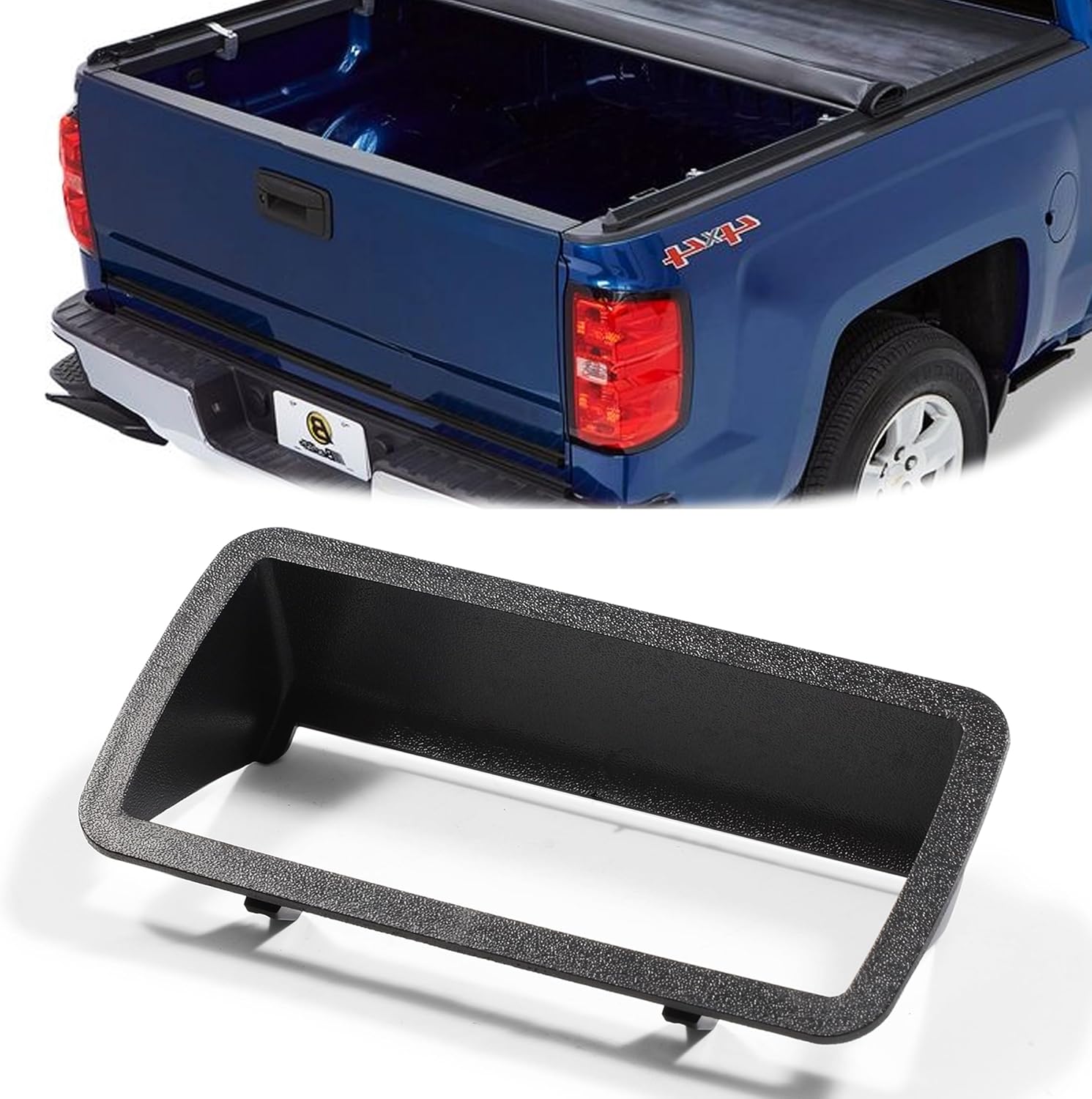 Tailgate Lift Handle with Bezel Compatible with 1994-2004 Chevy S10, 1994-2004 GMC Sonoma, 1996-2000 Isuzu Hombre Replace Tail gate Lift Latch Handle Cover Trim Assembly 15007219 15007218