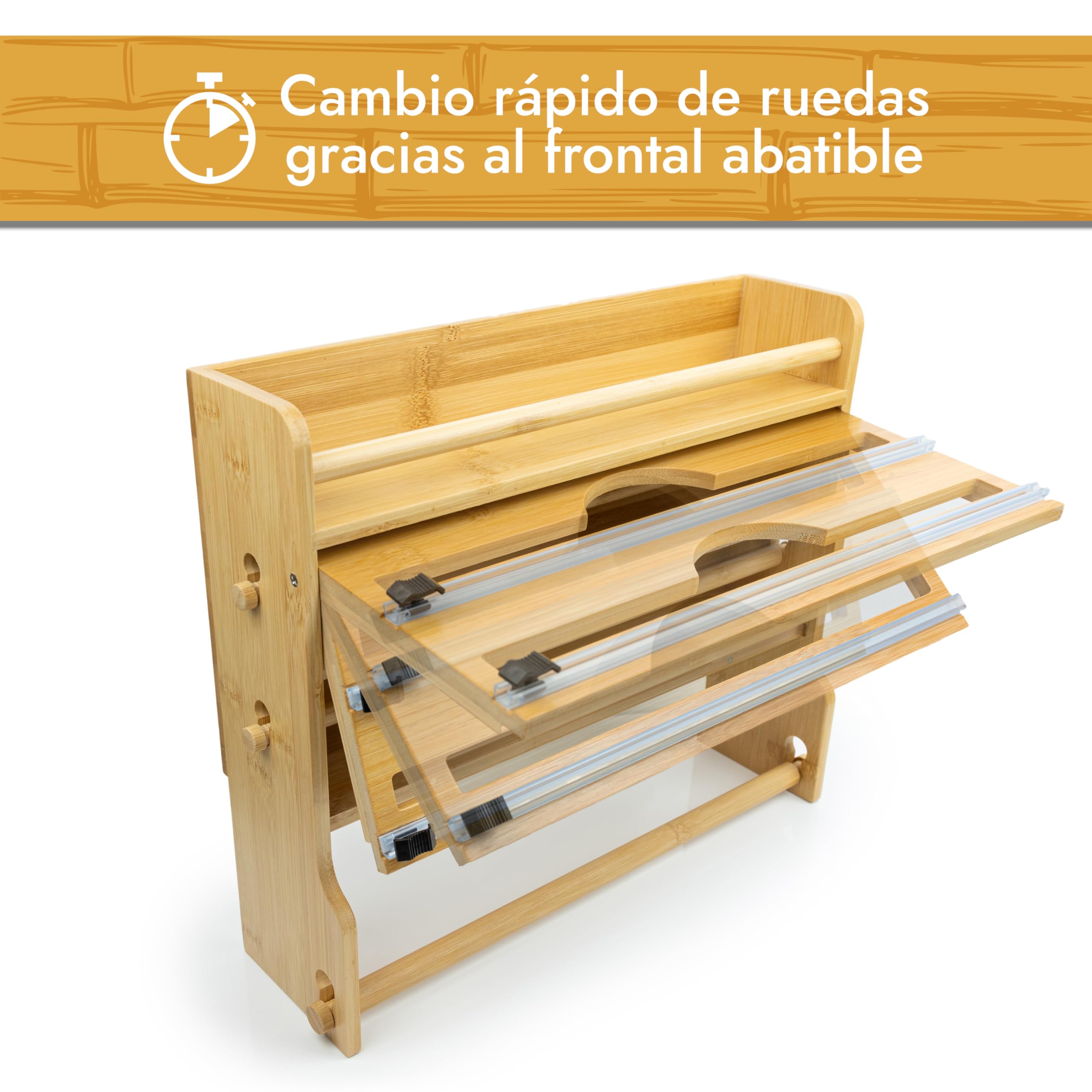 Portarrollos de Pared [sin taladrar] con Cuchillas Extremadamente afiladas – Montaje Muy fácil y fácil manejo – Portarrollos de Cocina Elegante