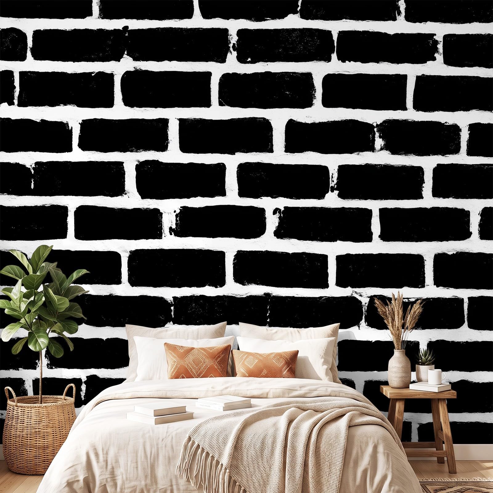 Minimalistyczna tapeta 3D, przemysłowa, 400 x 280 cm, mural, czarno-biała cegła, tapeta do sypialni, przedszkola, malowniczego ogrodu, wisząca