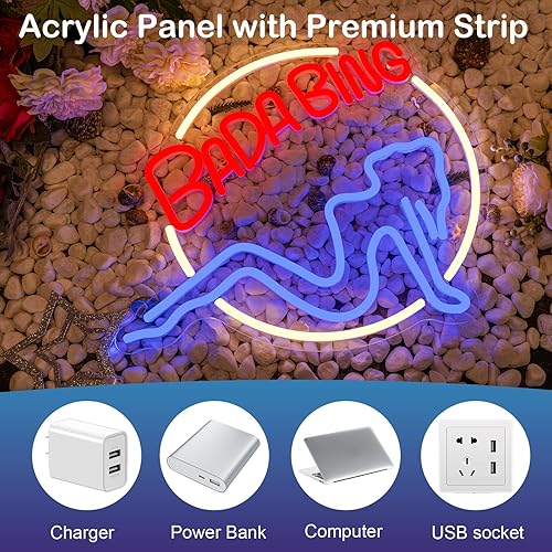 Miniatura 6 de Bada Bing Letreros de Neón LED Letrero para Dormitorio Mercancía de Los Soprano Letrero Luminoso Letrero de Luz de Neón con USBInterruptor Operado