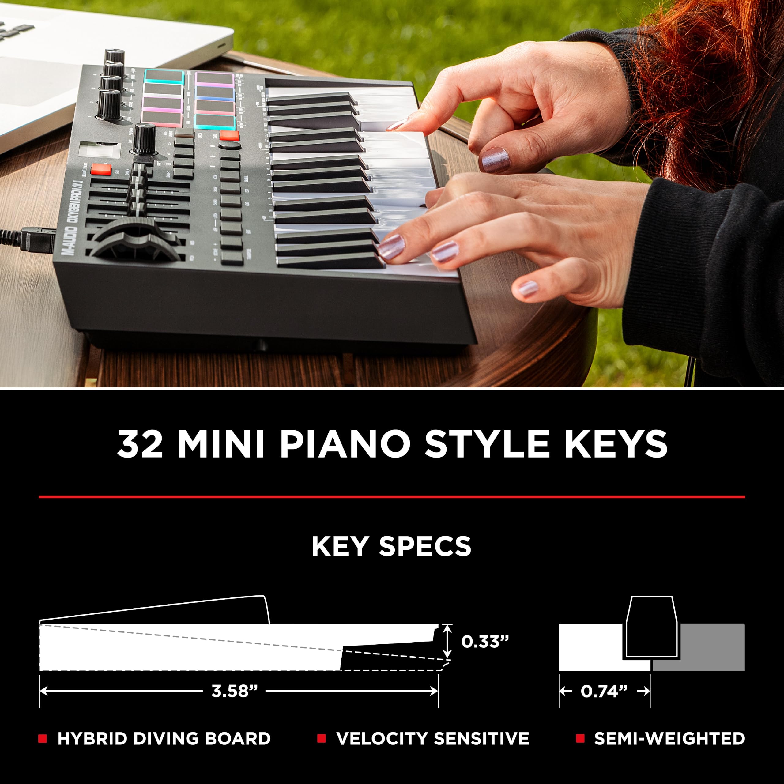 M-AUDIO Oxygen Pro Mini - Controlador de Teclado MIDI USB de 32