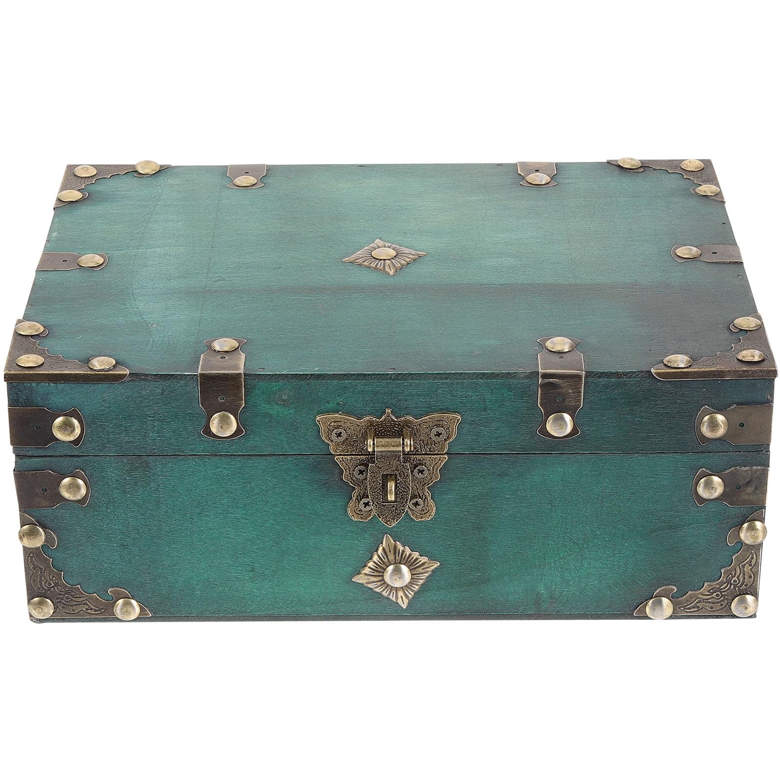 Organisateur de bijoux boîte en bois vintage décorative verte pour livre et document