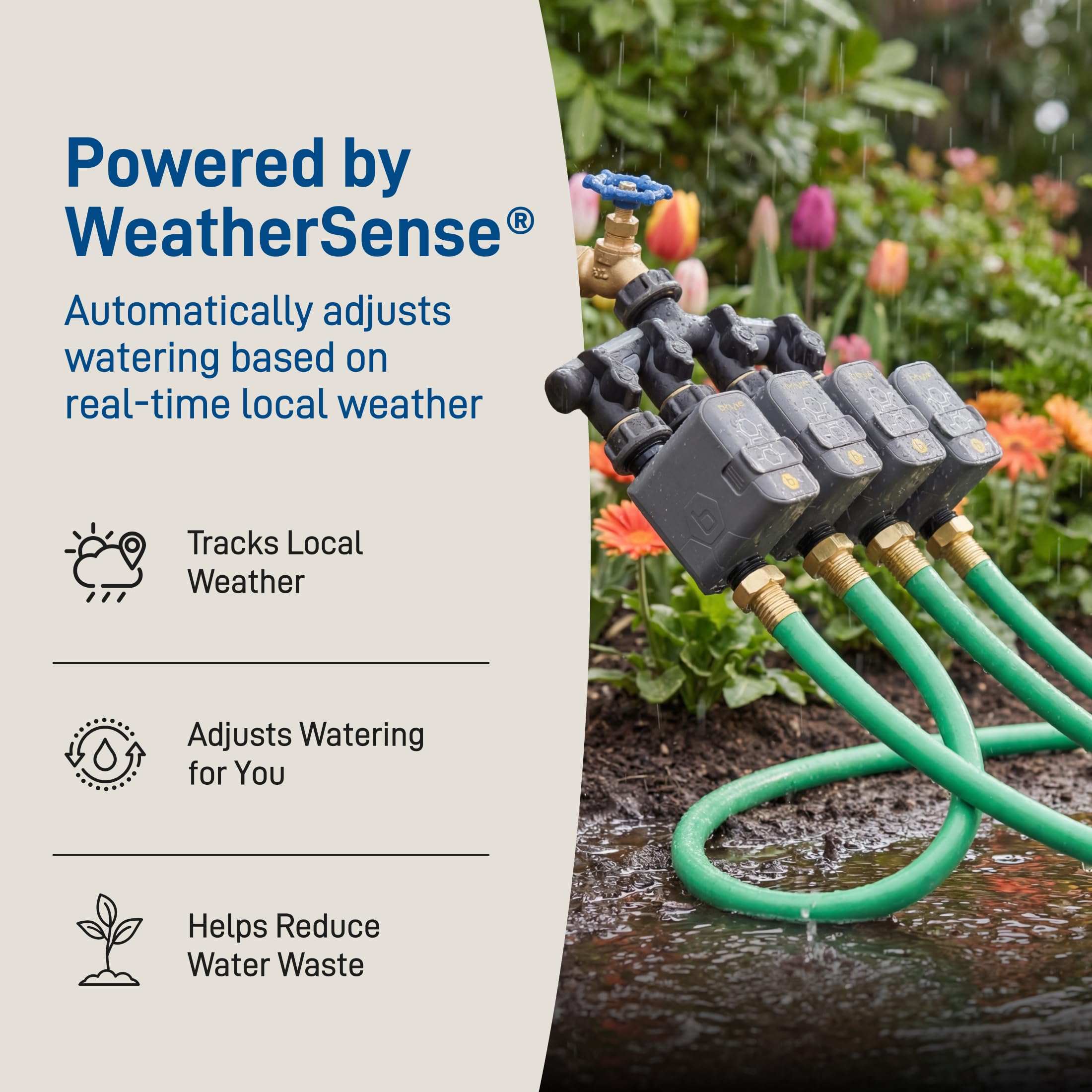 Orbit 21207 B-hyve Gen 2 Smart Hose Irrigazione Timer, confezione da 4 con hub Wi-Fi e collettore a 4 porte