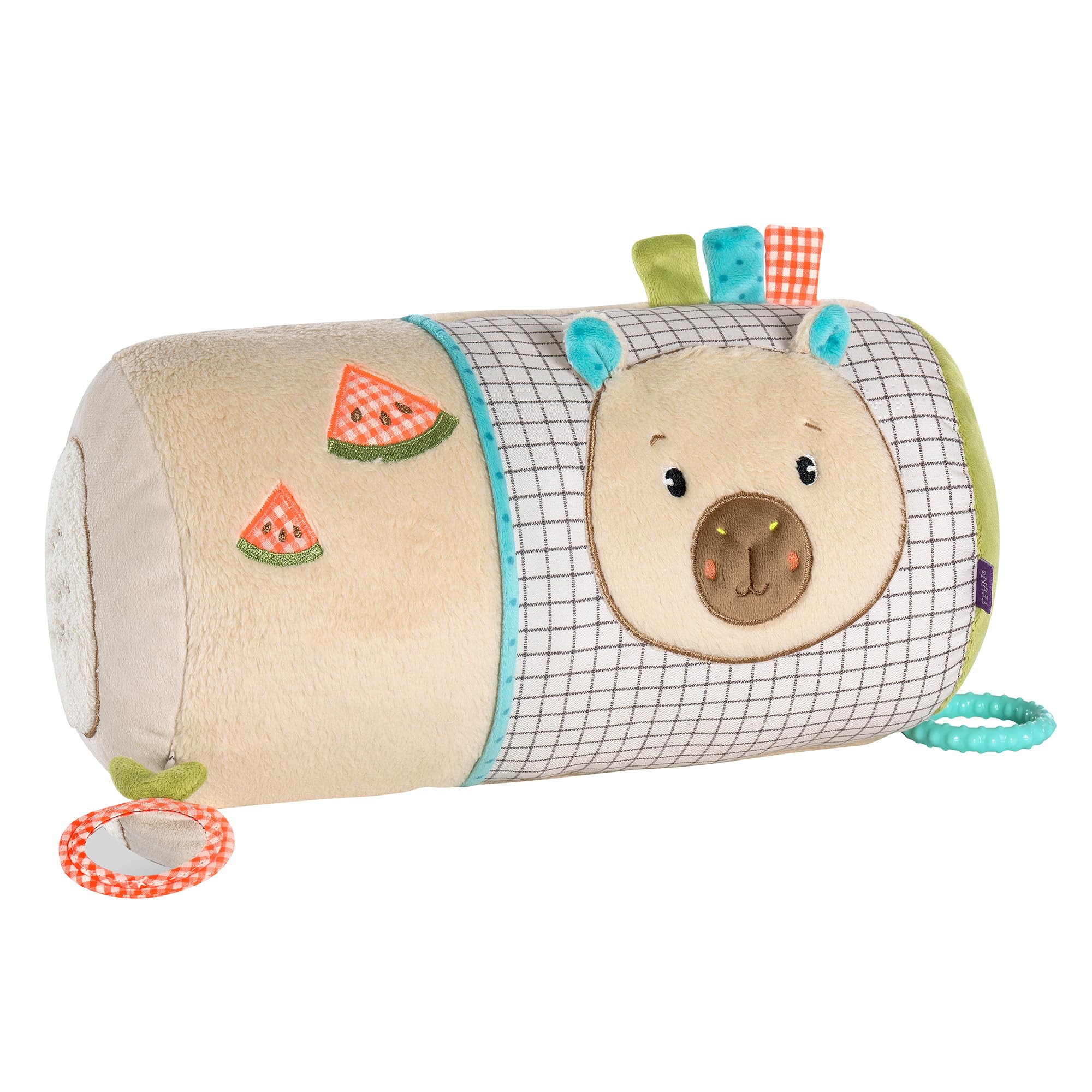 Fehn Capybara - Rouleau d'éveil au design Capybara avec fonctions de jeu - Jouet pour bébé favorise la motricité, la coordination et les sens - Jouet d'éveil pour bébés et tout-petits à partir de 0