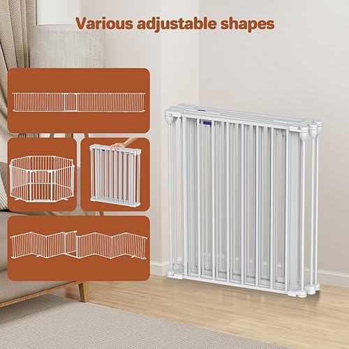 Miniatura 6 de Kfvigoho Puerta de bebé para puertas de escaleras de 295 a 488 pulgadas puerta de perro con puerta de mascotas puerta de seguridad de cierre