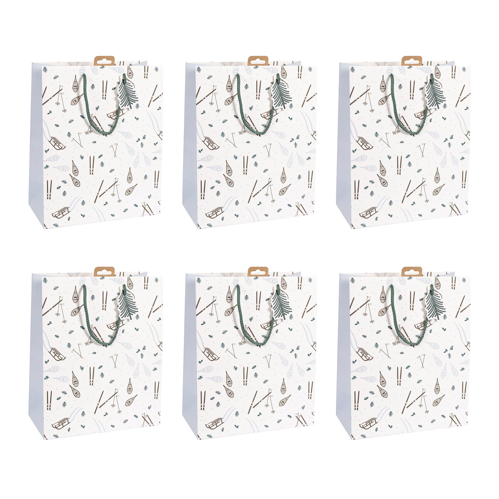 Clairefontaine X-30924-2Cpack - A Pack of 6 Excellia Gift Bags- Large size - 26,5x14x33 cm - 210g - Motive : Sledging, Ski, Snowshoes, Winter, Christmas
