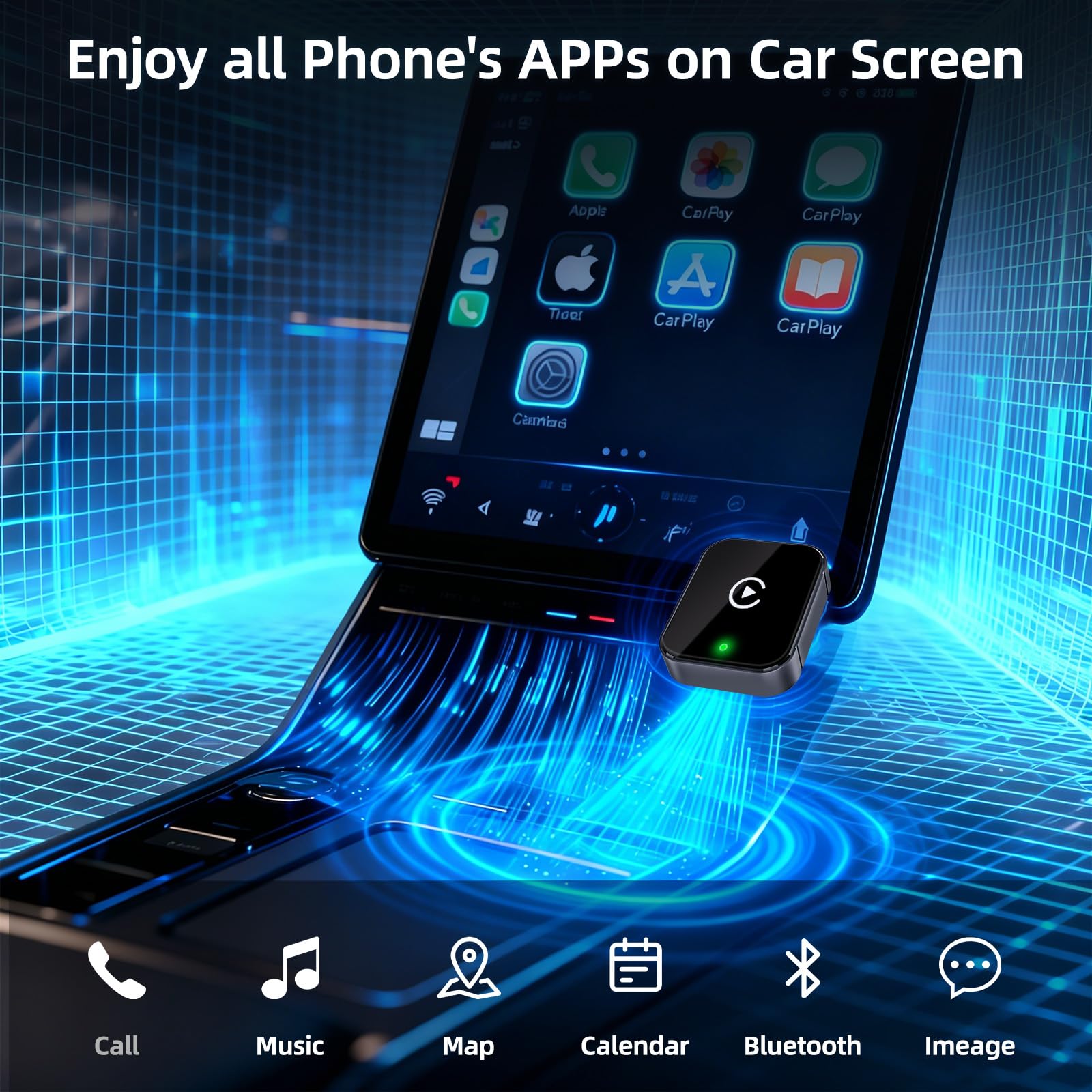 OVVOFPP Adaptateur CarPlay sans Fil Nouvelle édition 2026,2-in-1 Interface Type-C/USB,Connexion Rapide Stable,Compatible avec iOS 12+/Android 11+ et Les Véhicules Fabriqués Après 2016