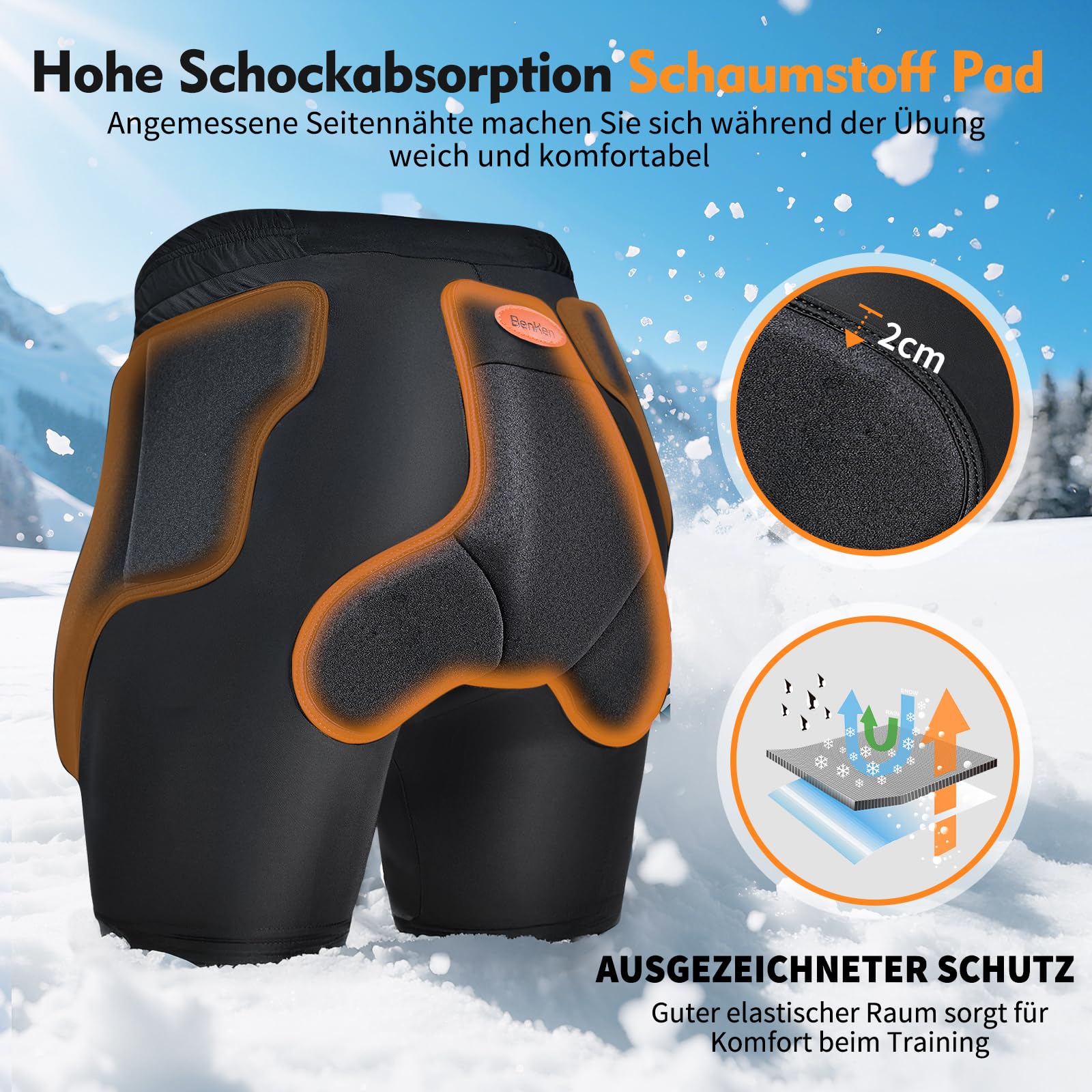 BenKen Short de protection 3D en EVA - Short de protection rembourré