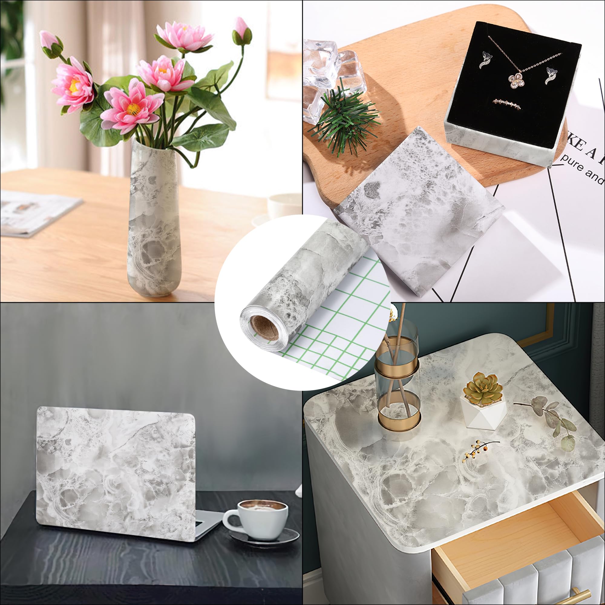 Papier Autocollant Vinyle Effet Marbre - 40 X 300 Cm, Imperméable, Pour Relooker Meubles, Comptoirs Et Murs - 4