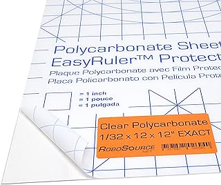 Polycarbonate Clear Plastic Sheet 12" X 12" X 0.030" (1/32") Exact with EasyRuler Film, Shatter Resistant, Easy to Cut, Bend, Mold Than Plexiglass. Window Panel, Industrial, Hobby, Home, DIY, Crafts