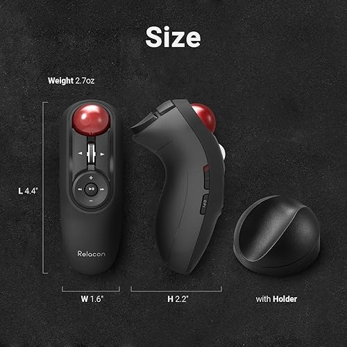 Miniatura 8 de ELECOM Relacon Mouse de Trackball de mano, control de pulgar, inalámbrico de 2.4 GHz, diseño ergonómico, función de 10 botones con seguimiento