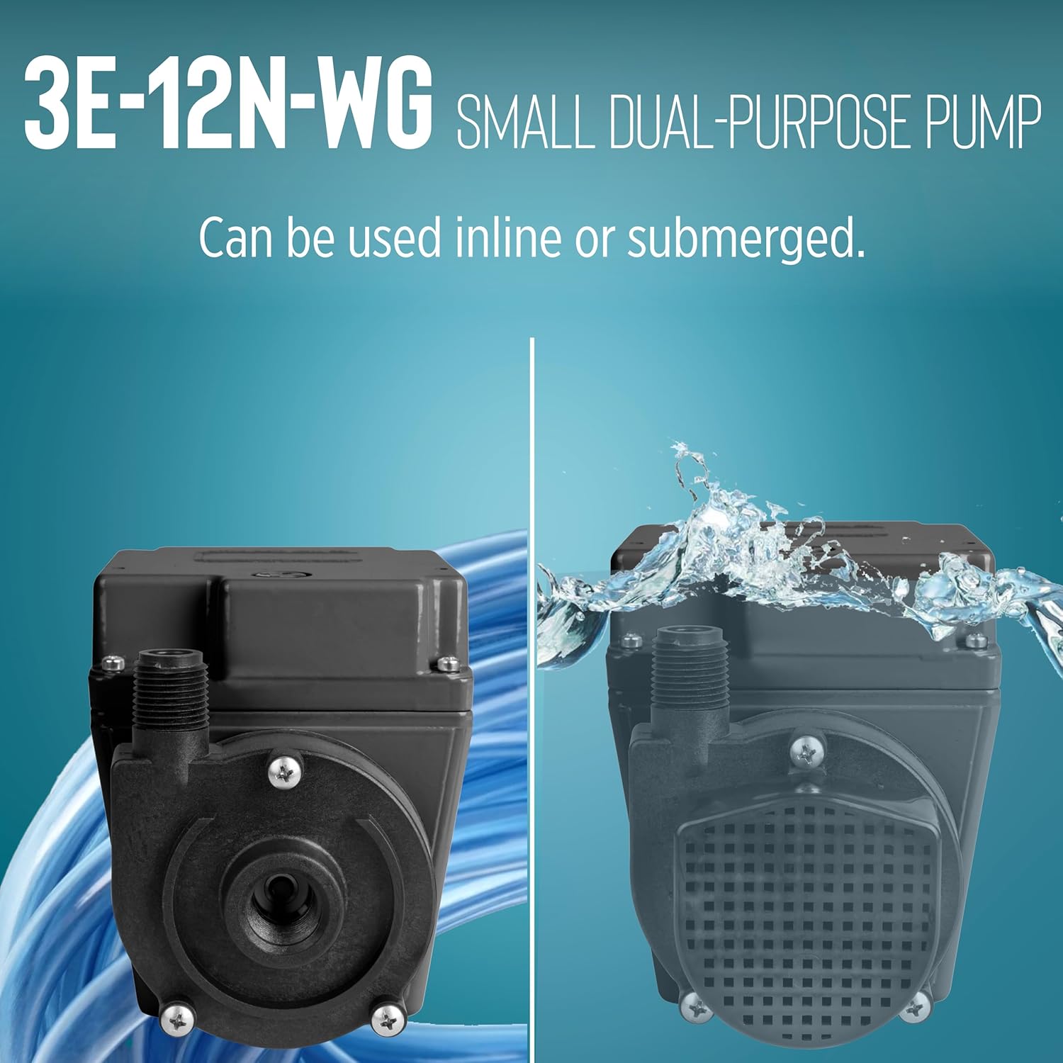 Little Giant 3E-12N-WG, 115-Volt, 1/15 HP, 500 GPH Oil-filled Direct Drive In-Line or Submersible Pump with 15-ft. Cord, Black, 503375