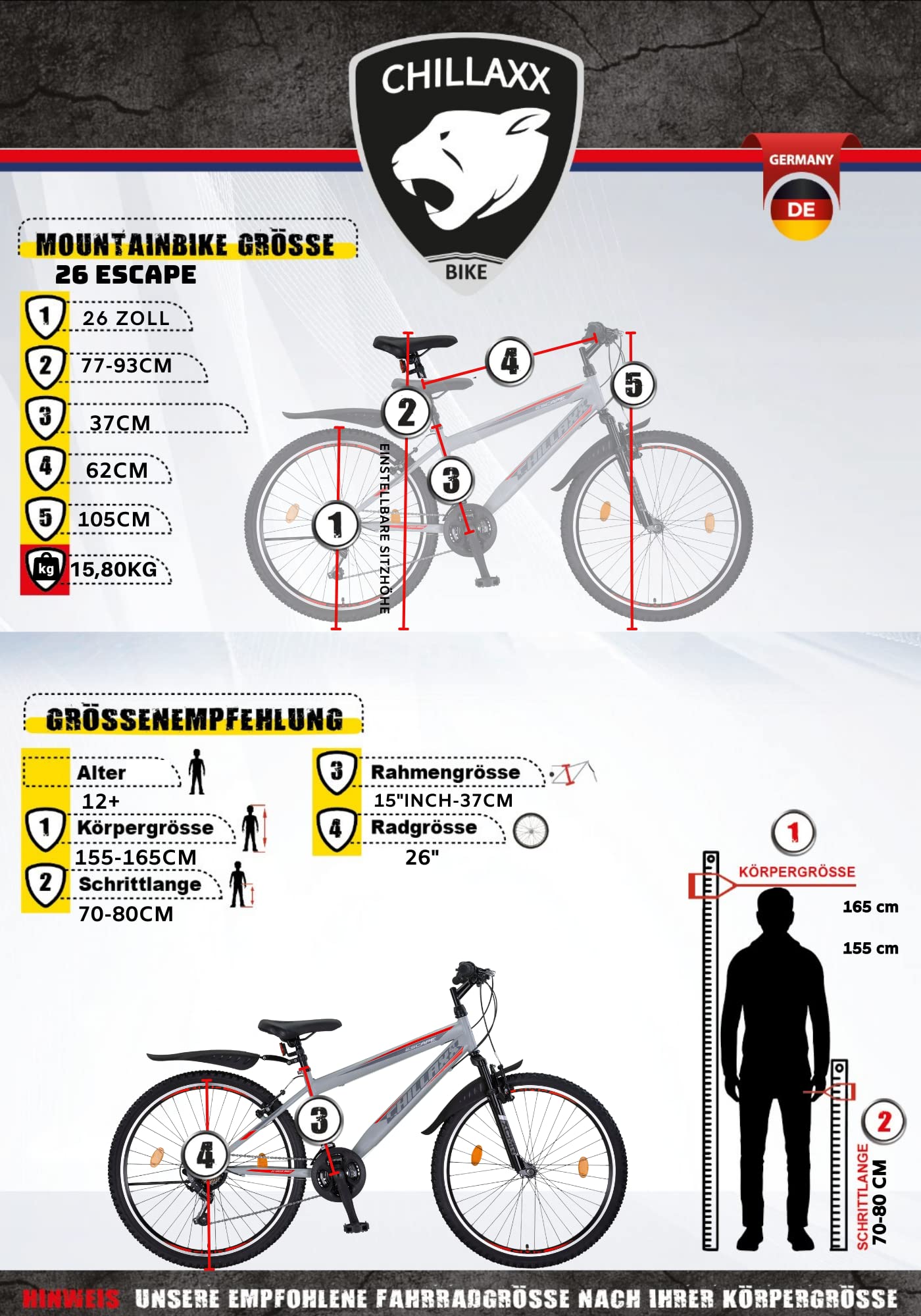 Chillaxx Bike Escape Premium Mountain Bike da 24 e 26 pollici, per ragazze, ragazzi, uomini e donne, cambio a 21 marce