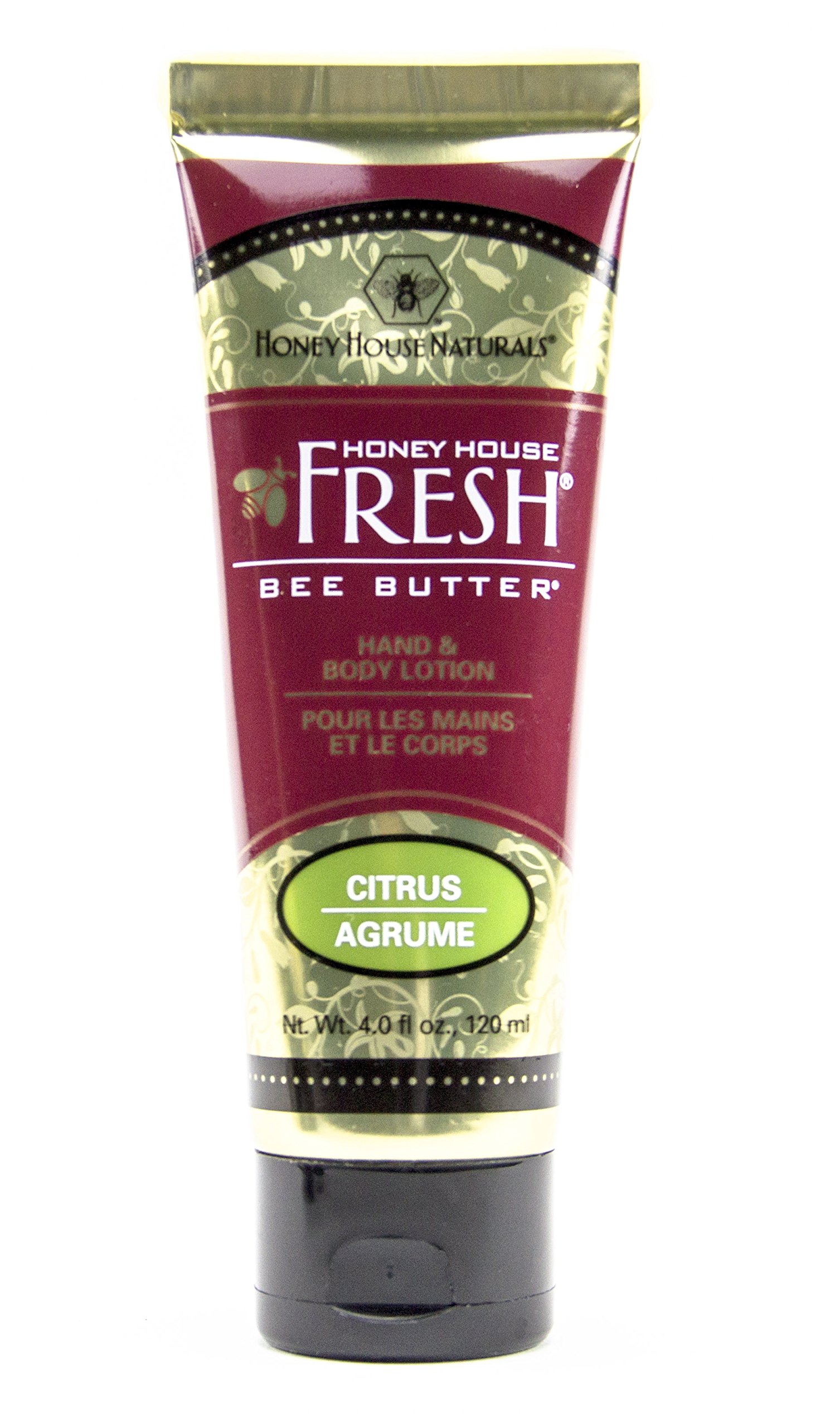 Honey House Naturals Deeply Hydrating Bee Butter, 4 oz, Citrus - Made in USA