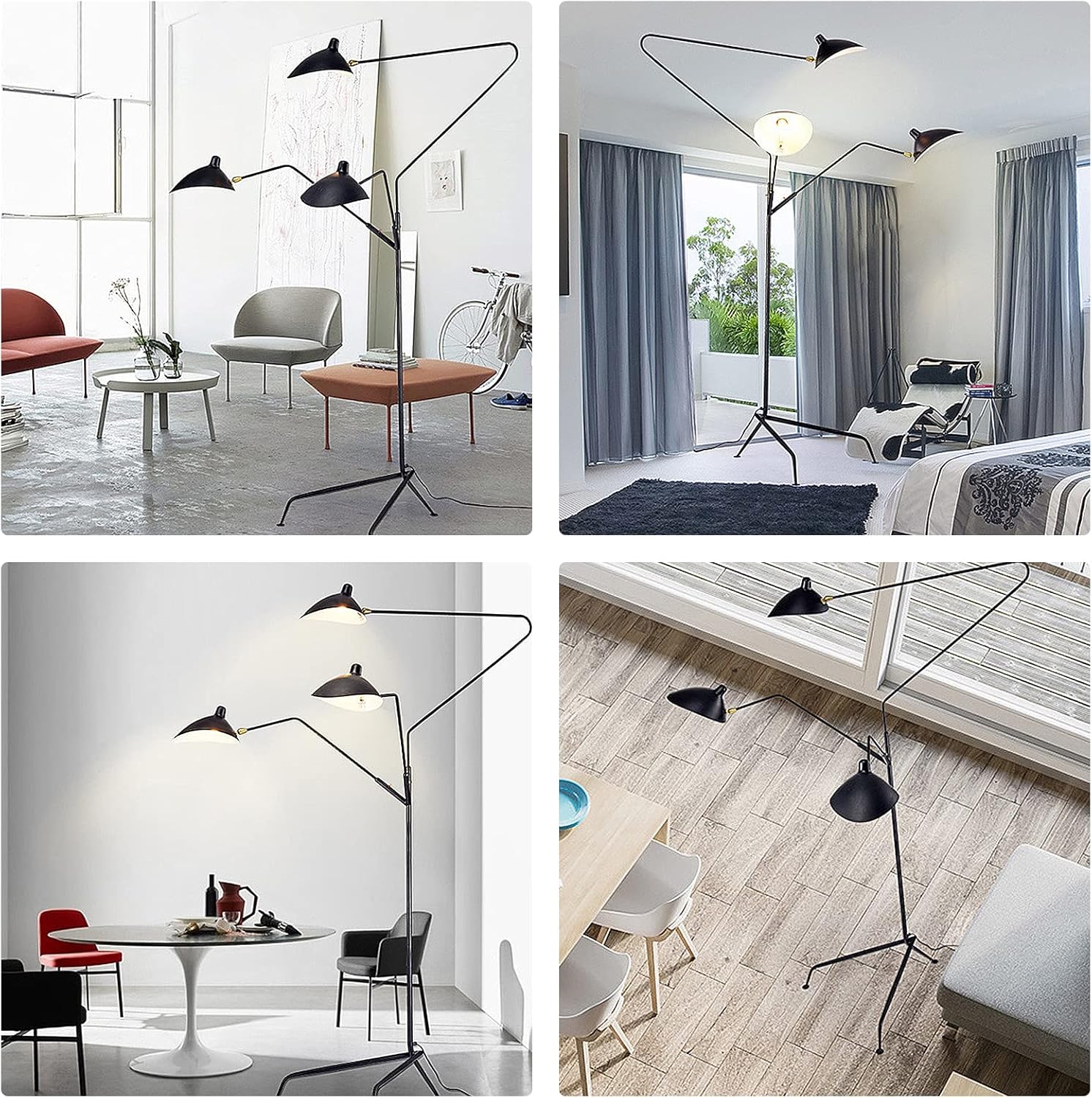 Black 3 Lights Standing Lamps Hanging，Multi Head Floor Lamp for Bedroom，Multi Head Arching Tree Lamp for Mid Century, Modern & Contemporary Rooms