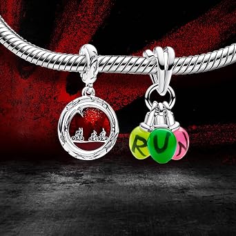 Animales navideños de corazón Charm,Bead para pulseras y collares,S925 Sterling Silver Charms,Para Navidad Cumpleaños Mujeres Joyería Regalo