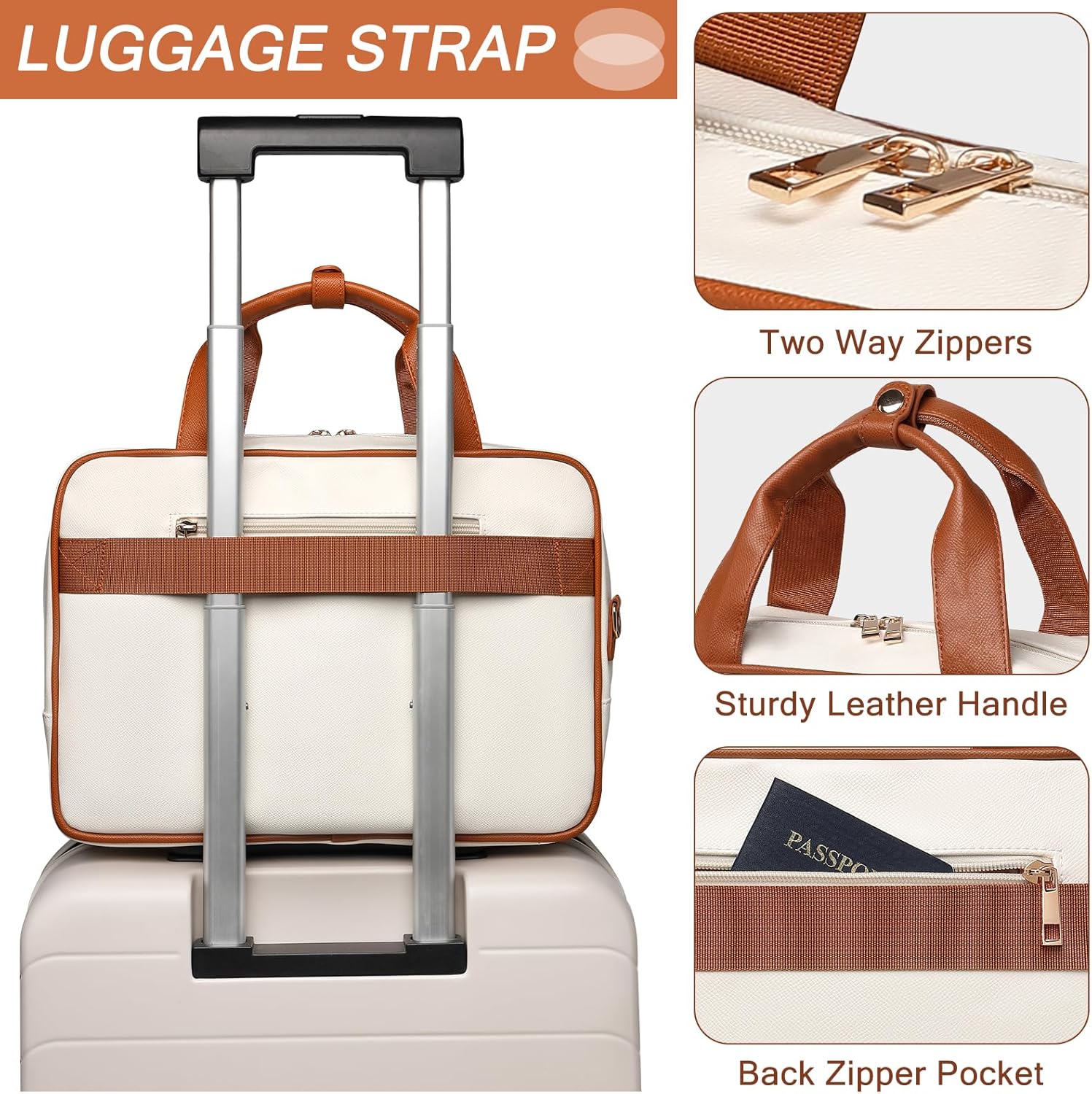 Leather Laptop Briefcase for Women 15.6 Inch Laptop Work Bag Waterproof Computer Bag for Women with Clutch Purse - Image 7