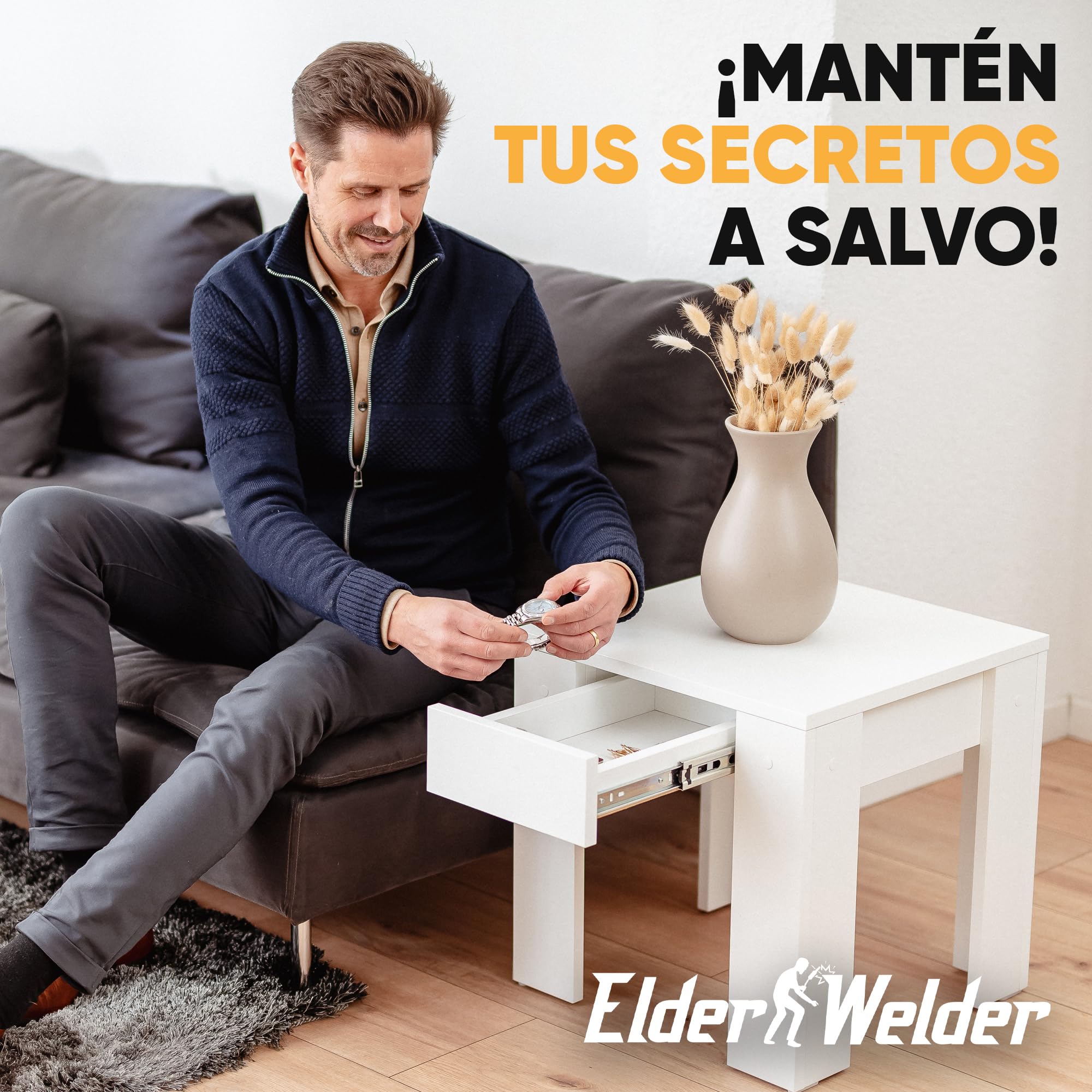 Elder Welder® Mesa con Compartimento Oculto y Cerradura RFID | Caja Fuerte Camufladas, Mueble con Cajón Secreto, Caja Fuerte Oculta y Escondite Secreto