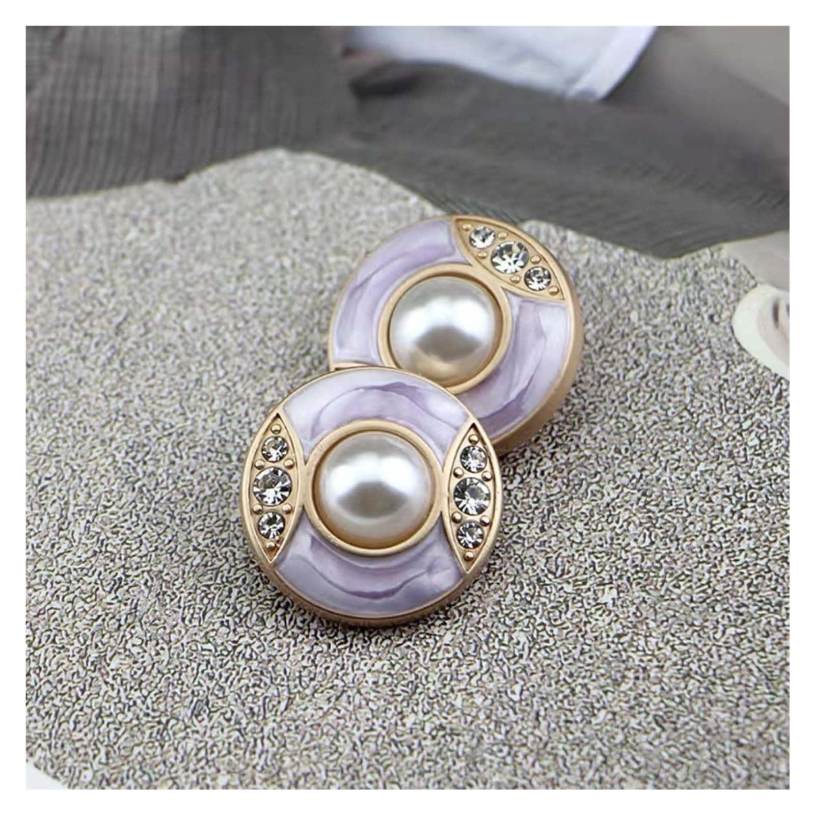 10 szt. luksusowych perłowych guzików do odzieży DIY akcesoria szycia piękne ozdobne guziki ze strasem(Purple,18mm)