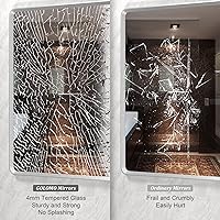 Vista 3 de GOLOMO Espejo con marco plateado cepillado de 24 x 36 pulgadas, espejo de tocador de baño plateado para pared, Nickei cepillado, espejo rectangular