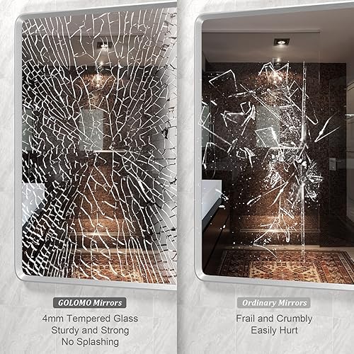 Miniatura 3 de Espejo de baño cuadrado plateado de 36 x 36 pulgadas, espejo con marco de metal plateado, espejo rectangular redondeado para tocador de baño,