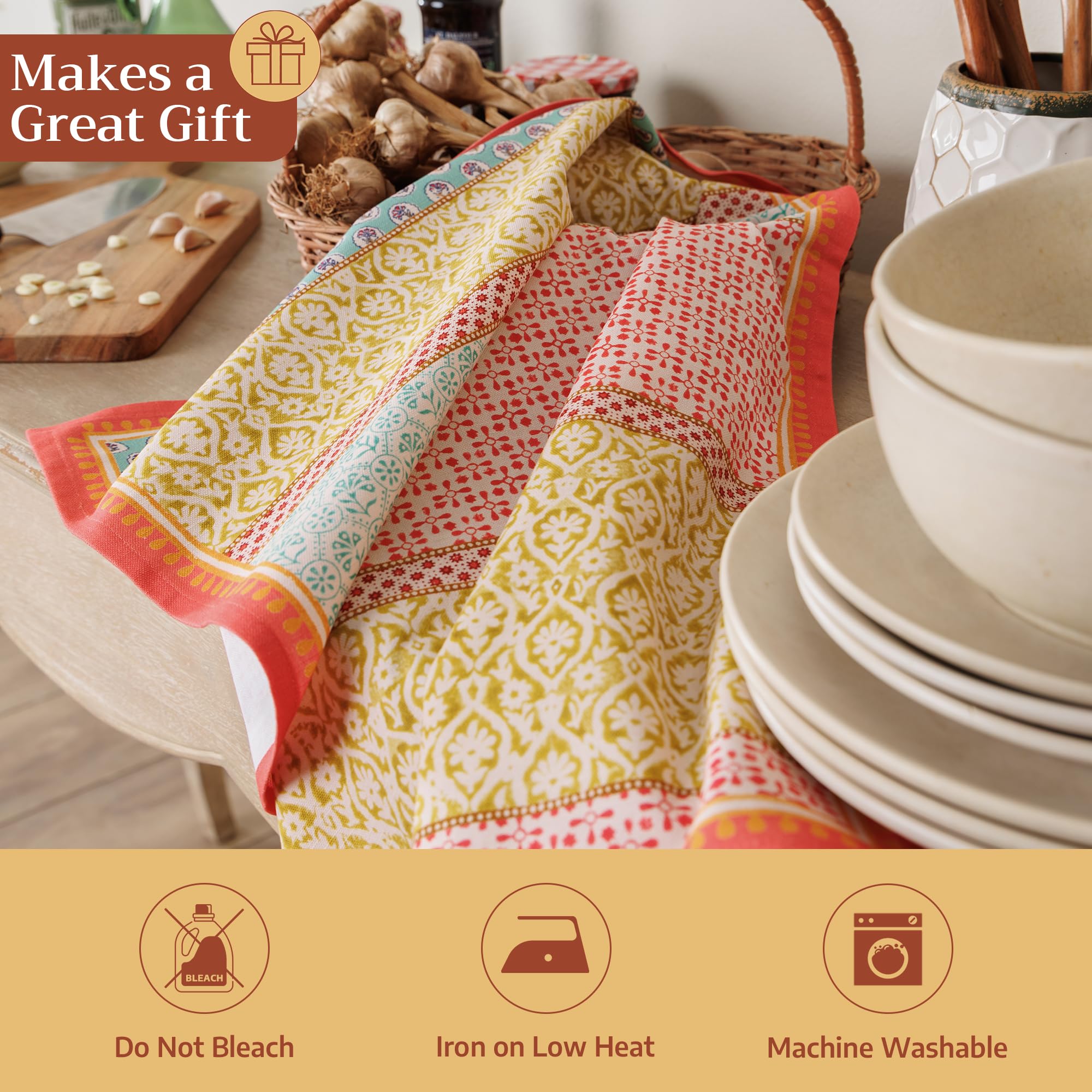 Maison d' Hermine Provence 100% Baumwolle Set von 3 Mehrzweck-Küchentuch Weiche, saugfähige Geschirrtücher | Geschirrtücher | Barhandtücher | Frühling/Sommer (50 cm X 70 cm)